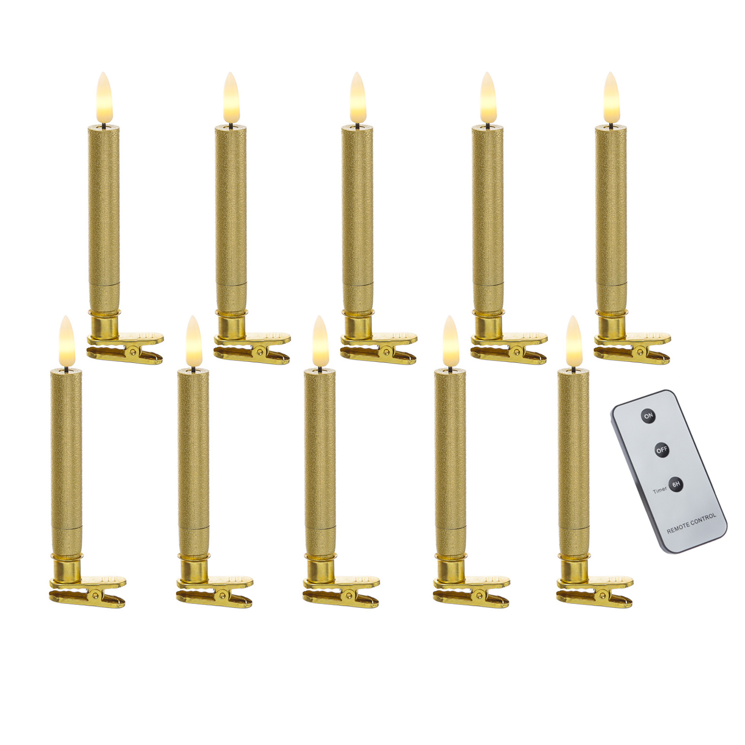 LED Baumkerzen mit Clip -  warmweiße LED - kabellos - Fernbedienung - Timer - für Innen - 10er Set LED Baumkerzen mit Clip -  warmweiße LED - kabellos - Fernbedienung - Timer - für Innen - 10er Set