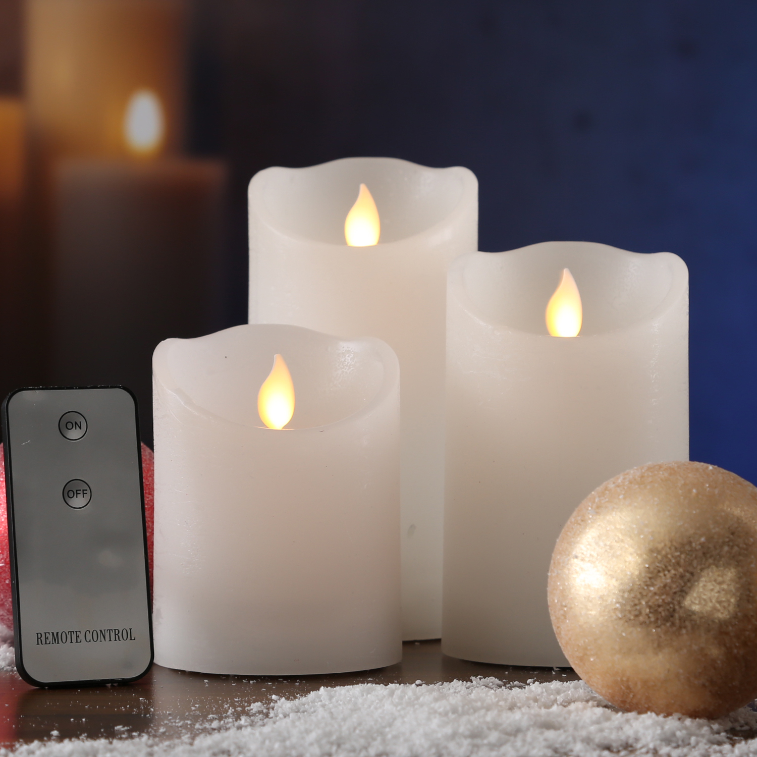 LED Kerzenset M-TWINKLE - Echtwachs - mechanisch bewegte Flamme - Fernbedienung - weiß - 3er Set LED Kerzenset M-TWINKLE - Echtwachs - mechanisch bewegte Flamme - Fernbedienung - weiß - 3er Set