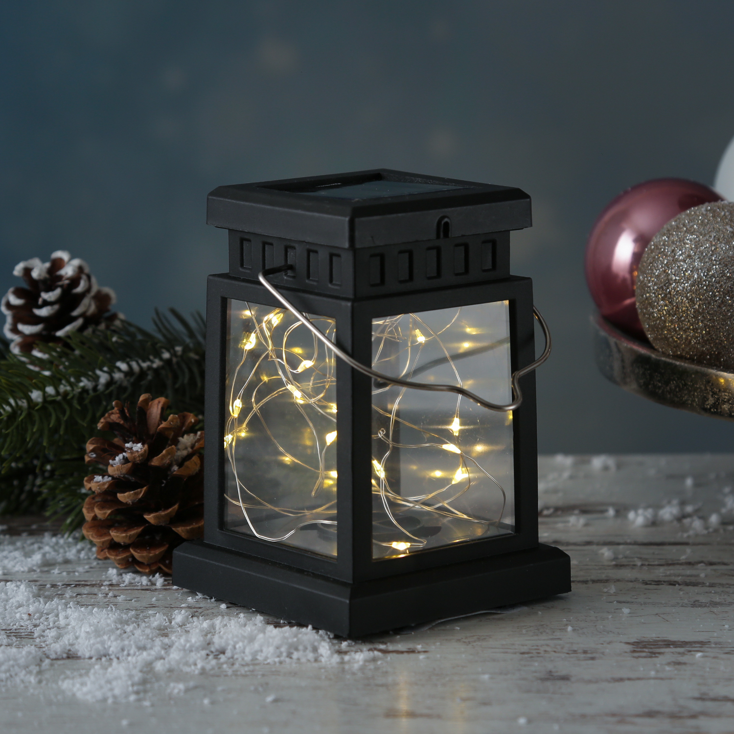 LED Solar Mini Laterne - 20 warmweiße LED - Dämmerungssensor - H: 12,5cm - schwarz LED Solar Mini Laterne - 20 warmweiße LED - Dämmerungssensor - H: 12,5cm - schwarz