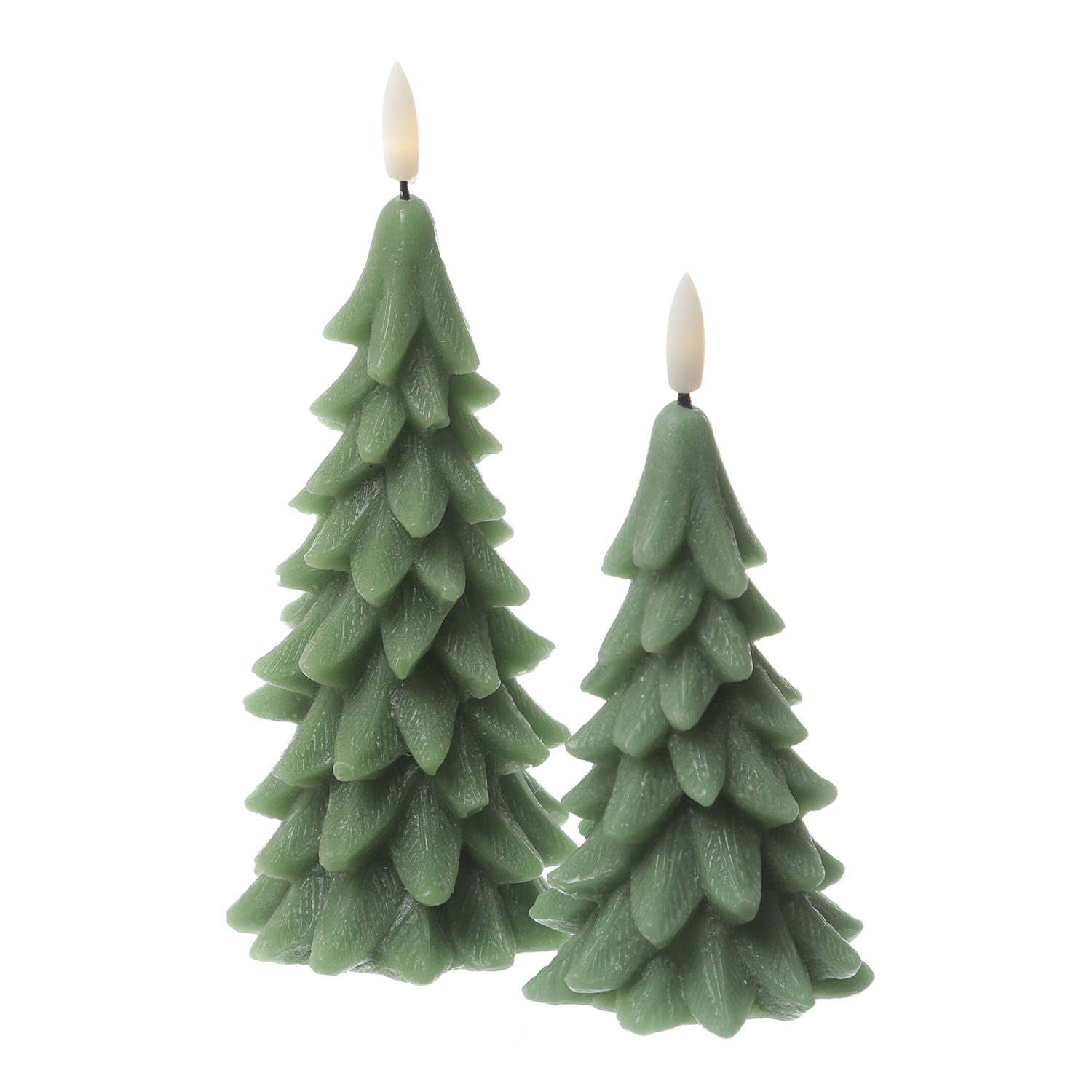 LED Kerze Tannenbaum - Echtwachs - 3D Flamme - inkl. Batterie - H: 16cm - Timer - grün LED Kerze Tannenbaum - Echtwachs - 3D Flamme - inkl. Batterie - H: 16cm - Timer - grün