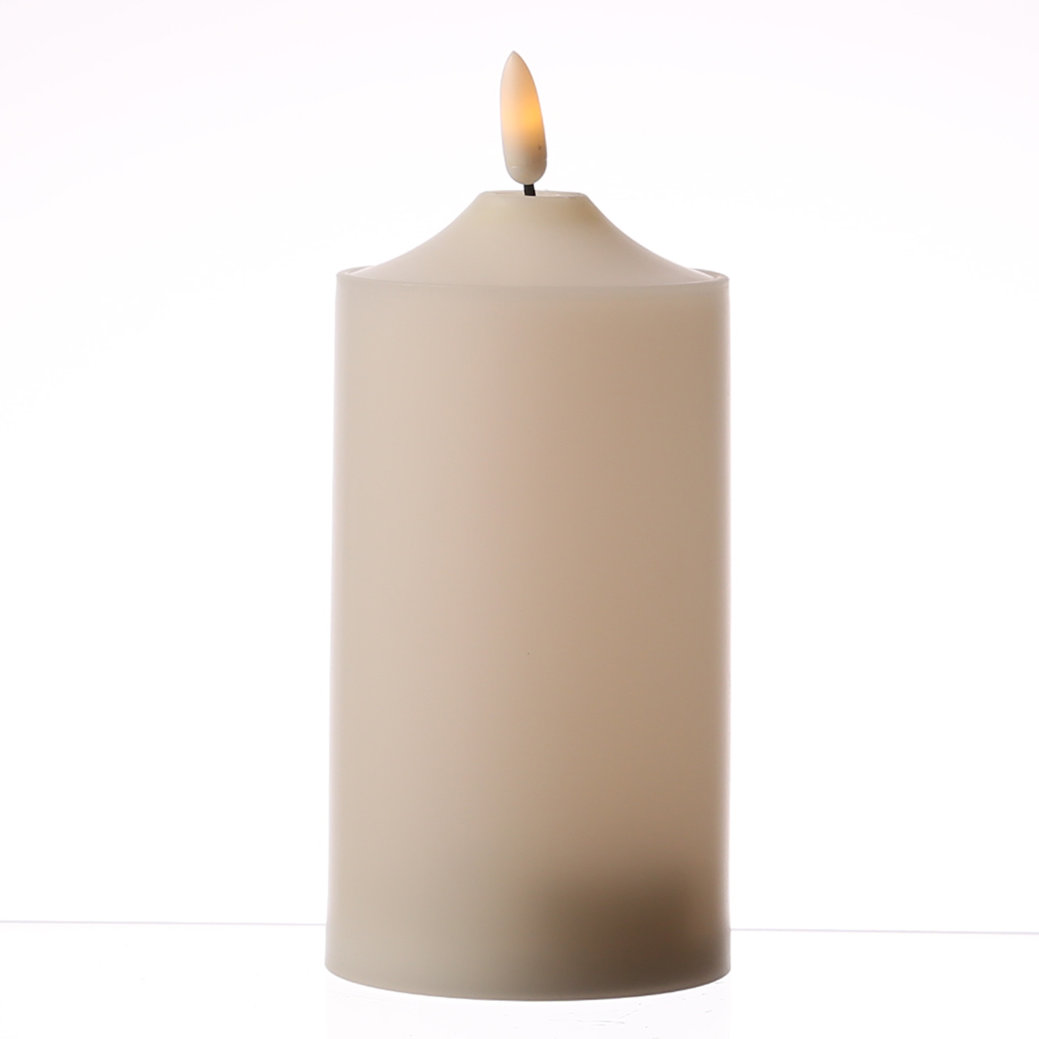 LED Stumpenkerze Flamme - Kunststoff - warmweiße 3D Flamme - H: 17cm - Timer - outdoor - creme LED Stumpenkerze Flamme - Kunststoff - warmweiße 3D Flamme - H: 17cm - Timer - outdoor - creme