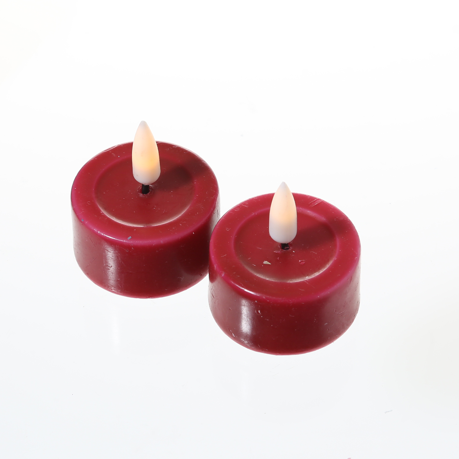 LED Teelichter MIA - Kunststoff - realistische 3D Flamme - D: 4,1cm - bordeauxrot - 2 Stk LED Teelichter MIA - Kunststoff - realistische 3D Flamme - D: 4,1cm - bordeauxrot - 2 Stk