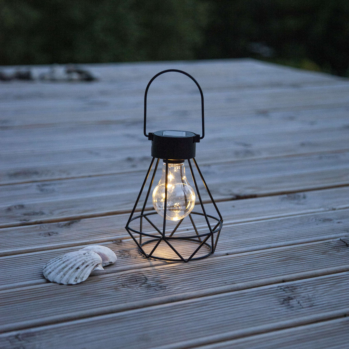 LED Solar Laterne "Eddy" - 5 warmweiße LED - H: 15,5cm - Dämmerungssensor - schwarz