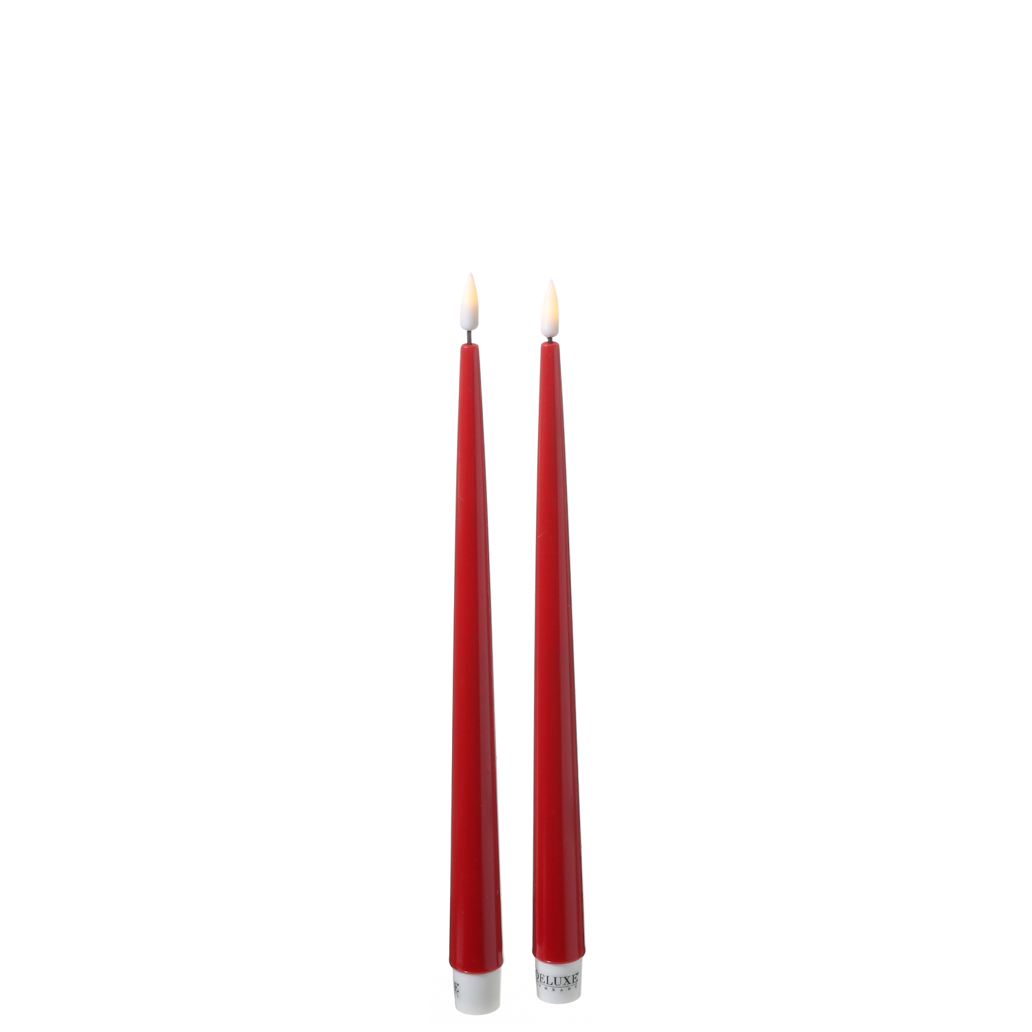 LED Stabkerzen ELLA - Echtwachs - realistische 3D Flamme - H: 28cm - rot - 2 Stück