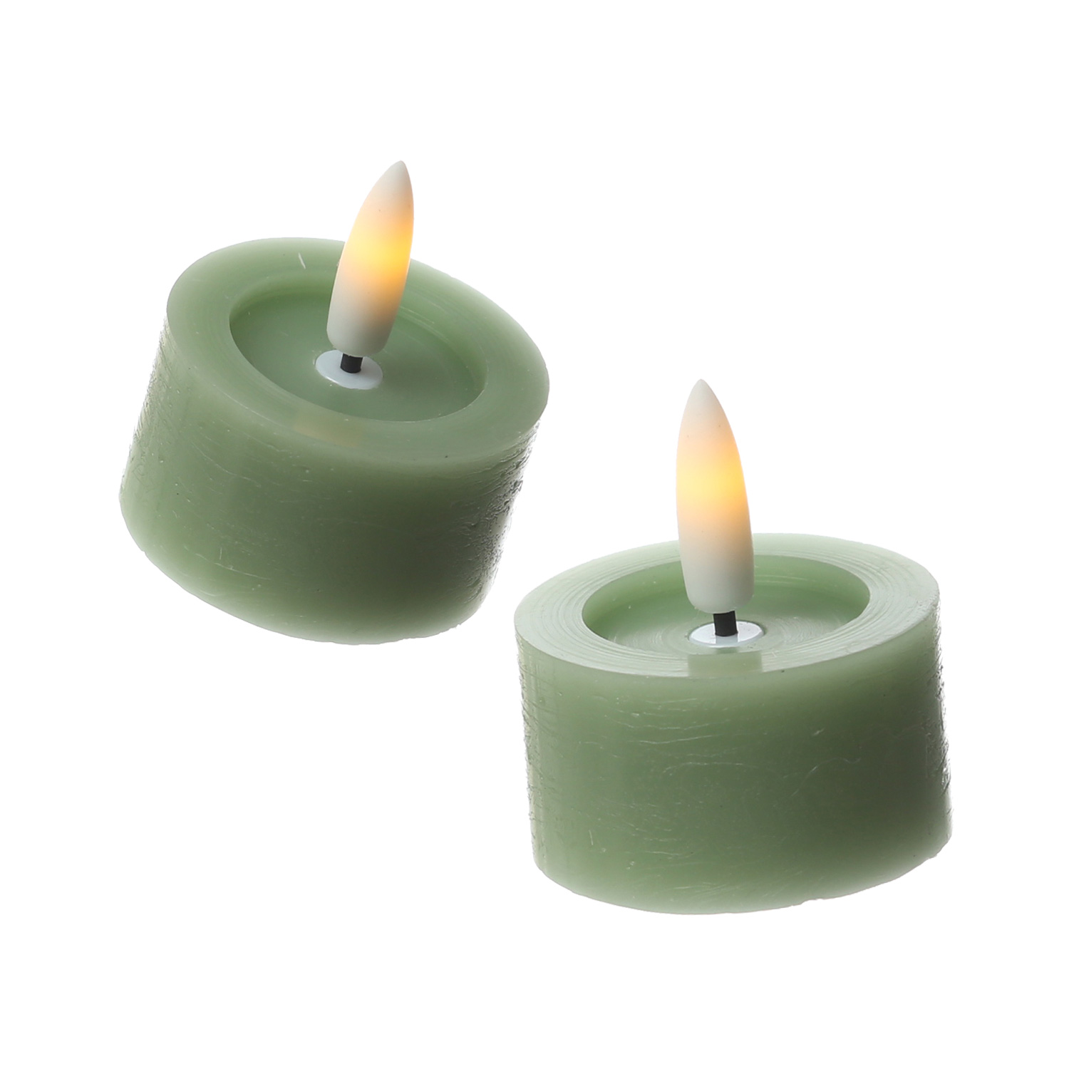 LED Teelichter LINA - Rustik-Optik - Echtwachs - Timer - mit Batterien - D: 4,5cm H: 5cm - 2St.