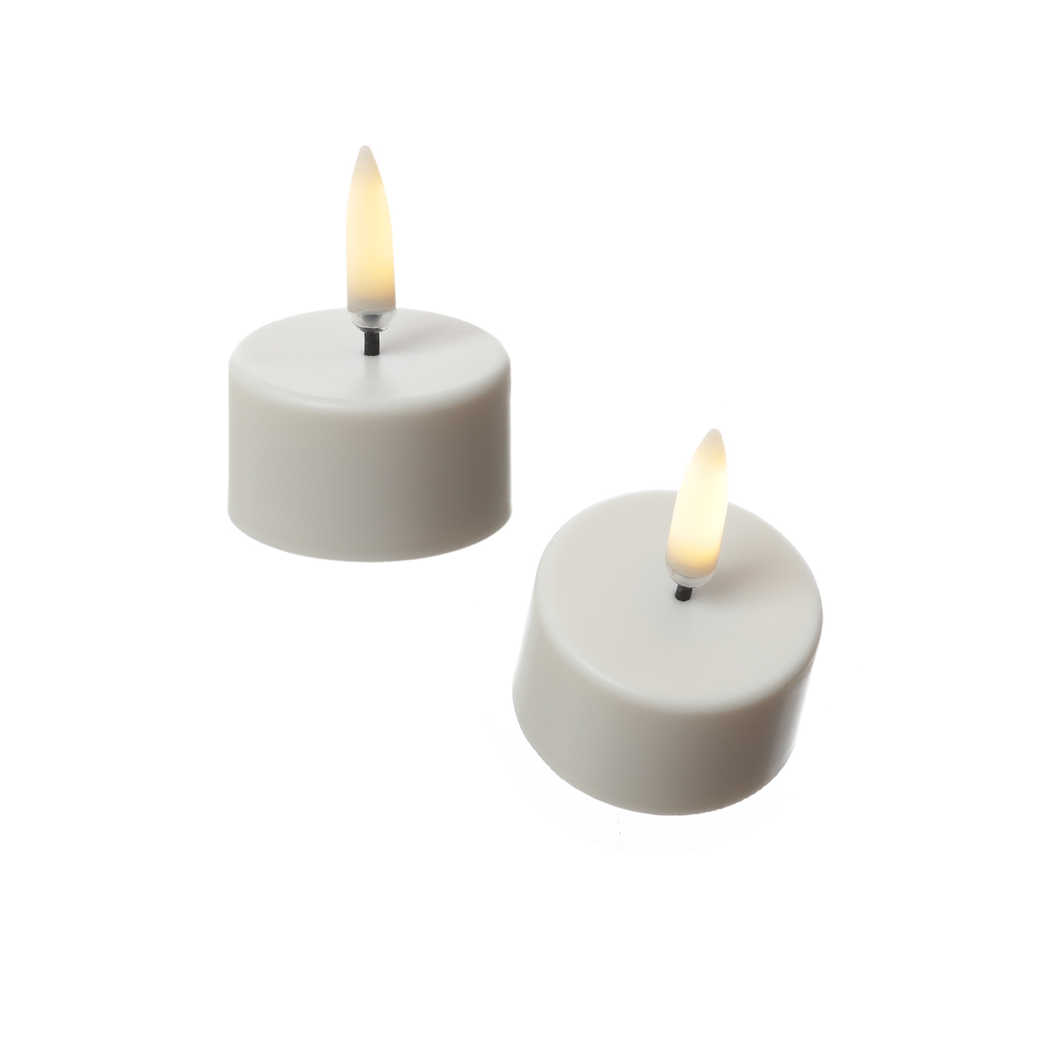 LED Mini Teelichter - 2 wiederaufladbare LED Teelichter - D: 4cm - Timer - weiß - für Außen