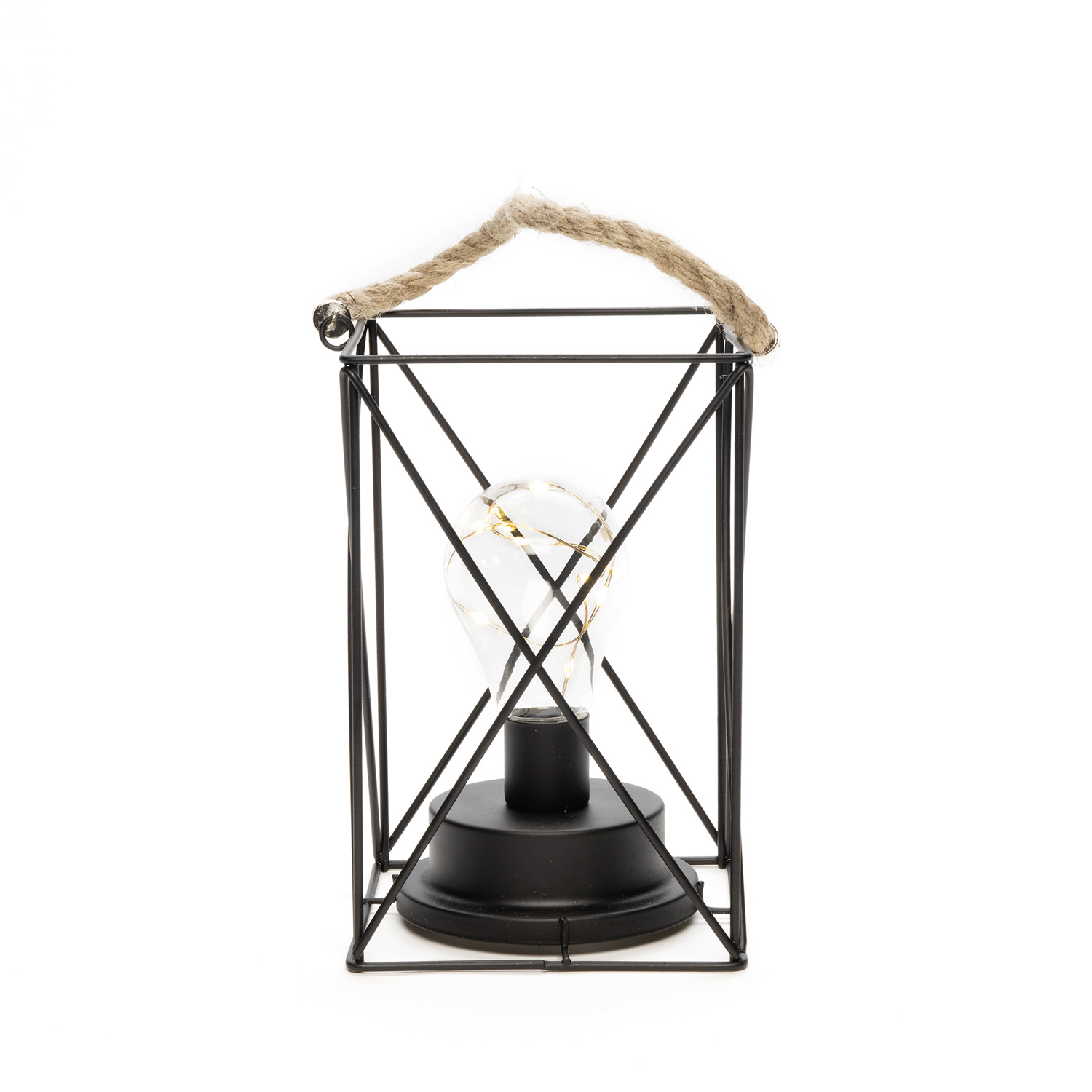 LED Laterne - Hängeleuchte - Metall - 9 warmweiße LED - Timer - Batterie - H: 20cm - eckig LED Laterne - Hängeleuchte - Metall - 9 warmweiße LED - Timer - Batterie - H: 20cm - eckig