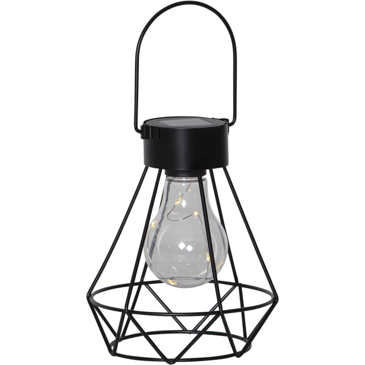 LED Solar Laterne "Eddy" - 5 warmweiße LED - H: 15,5cm - Dämmerungssensor - schwarz