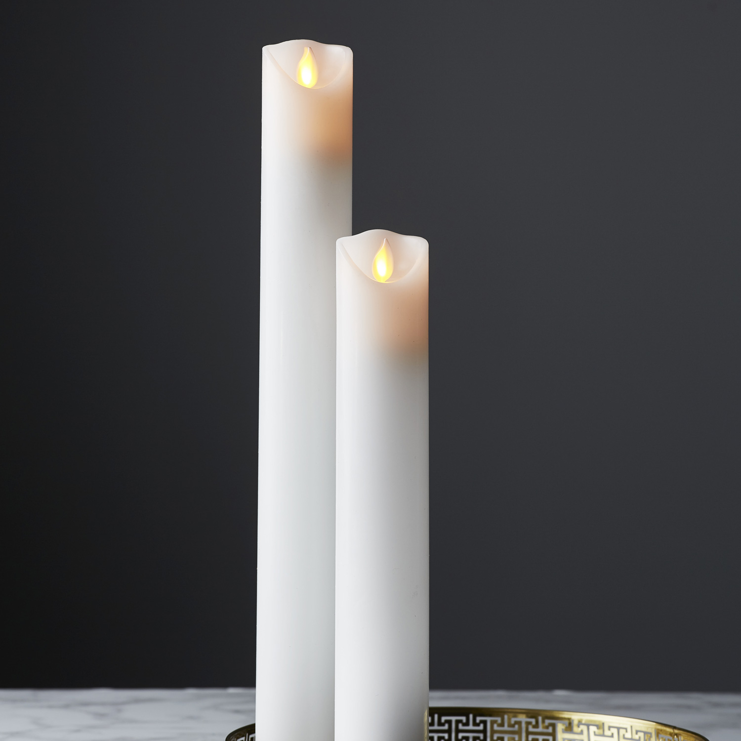 LED Stumpenkerze - Taufkerze - Echtwachs - mechanische Flamme - H: 40cm, D: 5cm - Timer - weiß