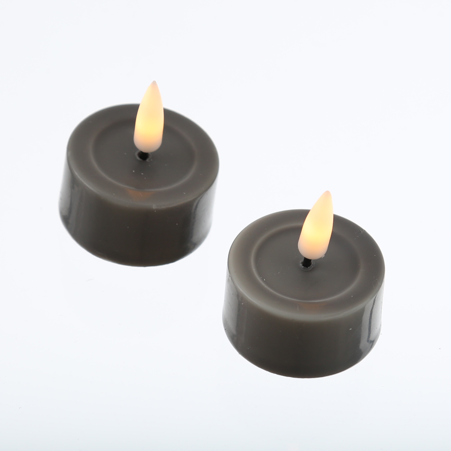 LED Teelichter MIA - flackernde 3D Flamme - Batteriebetrieb - D: 4,1cm - grau - 2 Stück LED Teelichter MIA - flackernde 3D Flamme - Batteriebetrieb - D: 4,1cm - grau - 2 Stück