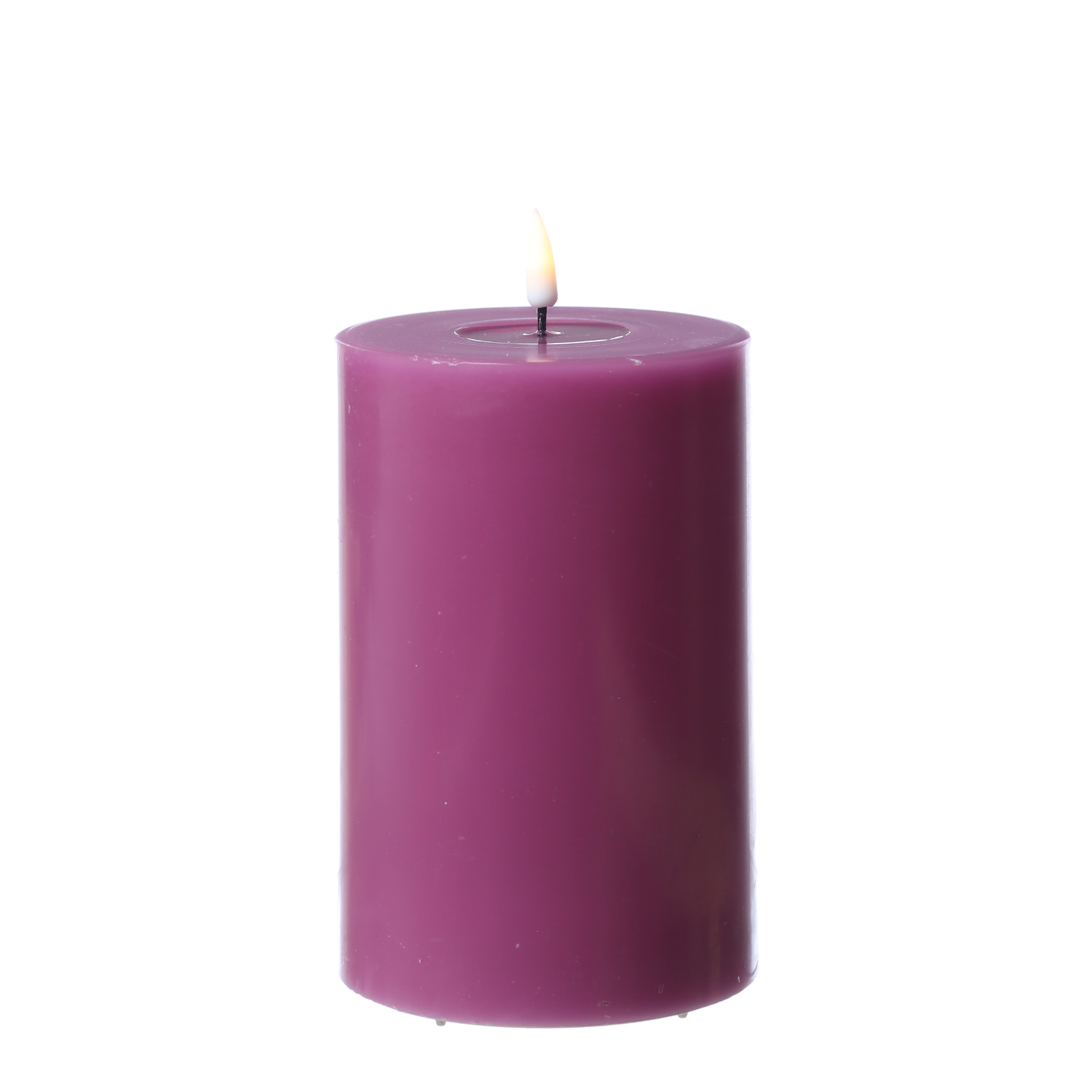 LED Stumpenkerze MIA - Echtwachs - realistische 3D Flamme - H: 15cm - D: 10cm - malve