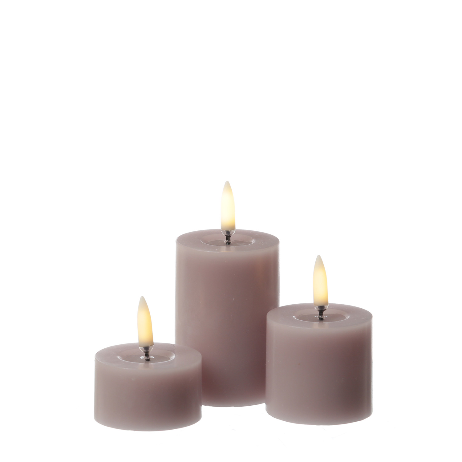 LED Mini Kerzenset THEA - Echtwachs - 3 Größen - D: 5cm - Timer - pastell flieder - 3er Set LED Mini Kerzenset THEA - Echtwachs - 3 Größen - D: 5cm - Timer - pastell flieder - 3er Set