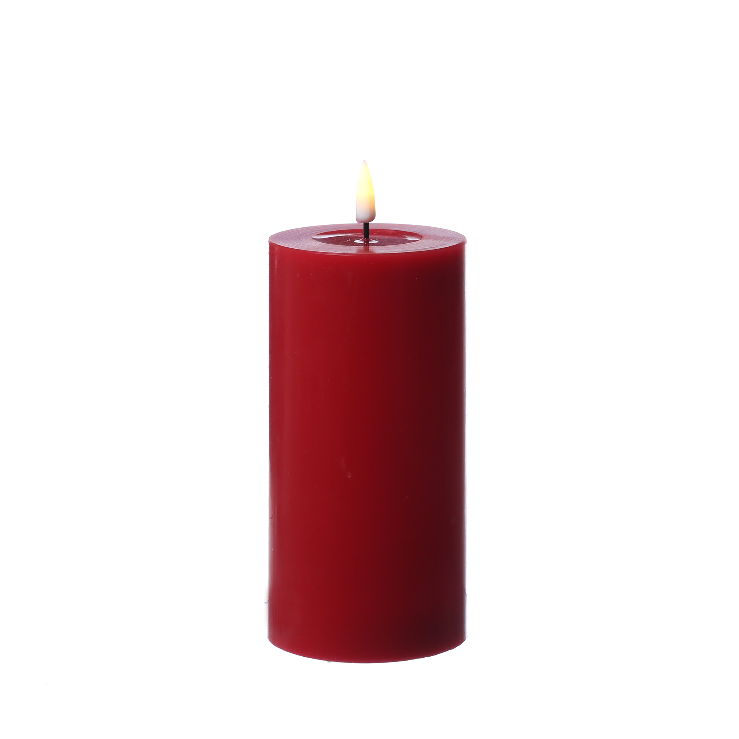 LED Stumpenkerze MIA - Echtwachs - realistische 3D Flamme - H: 15cm - D: 7,5cm - rot LED Stumpenkerze MIA - Echtwachs - realistische 3D Flamme - H: 15cm - D: 7,5cm - rot