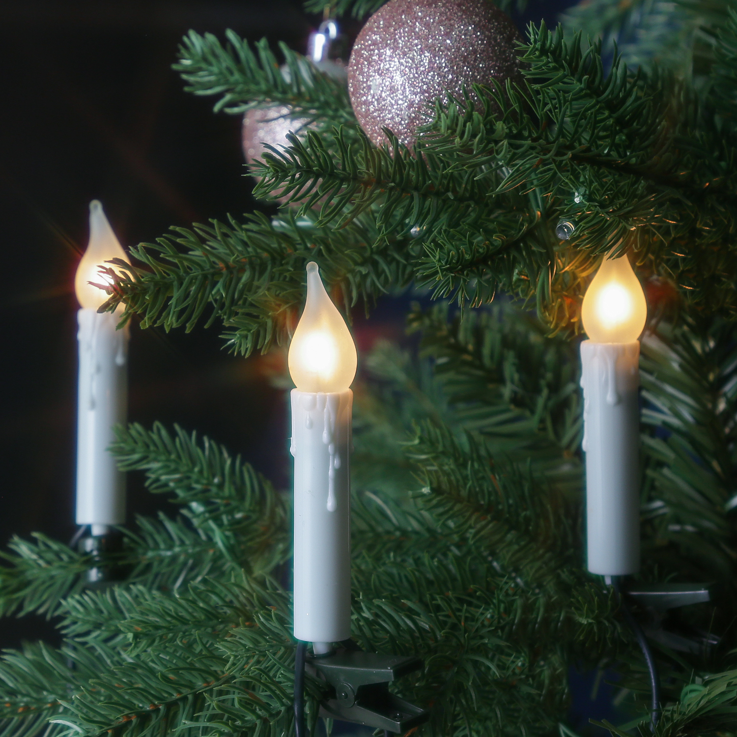 Kerzenlichterkette - 30 Christbaumkerzen - Weihnachtsbaumlichterkette - L: 11,6m - Innen