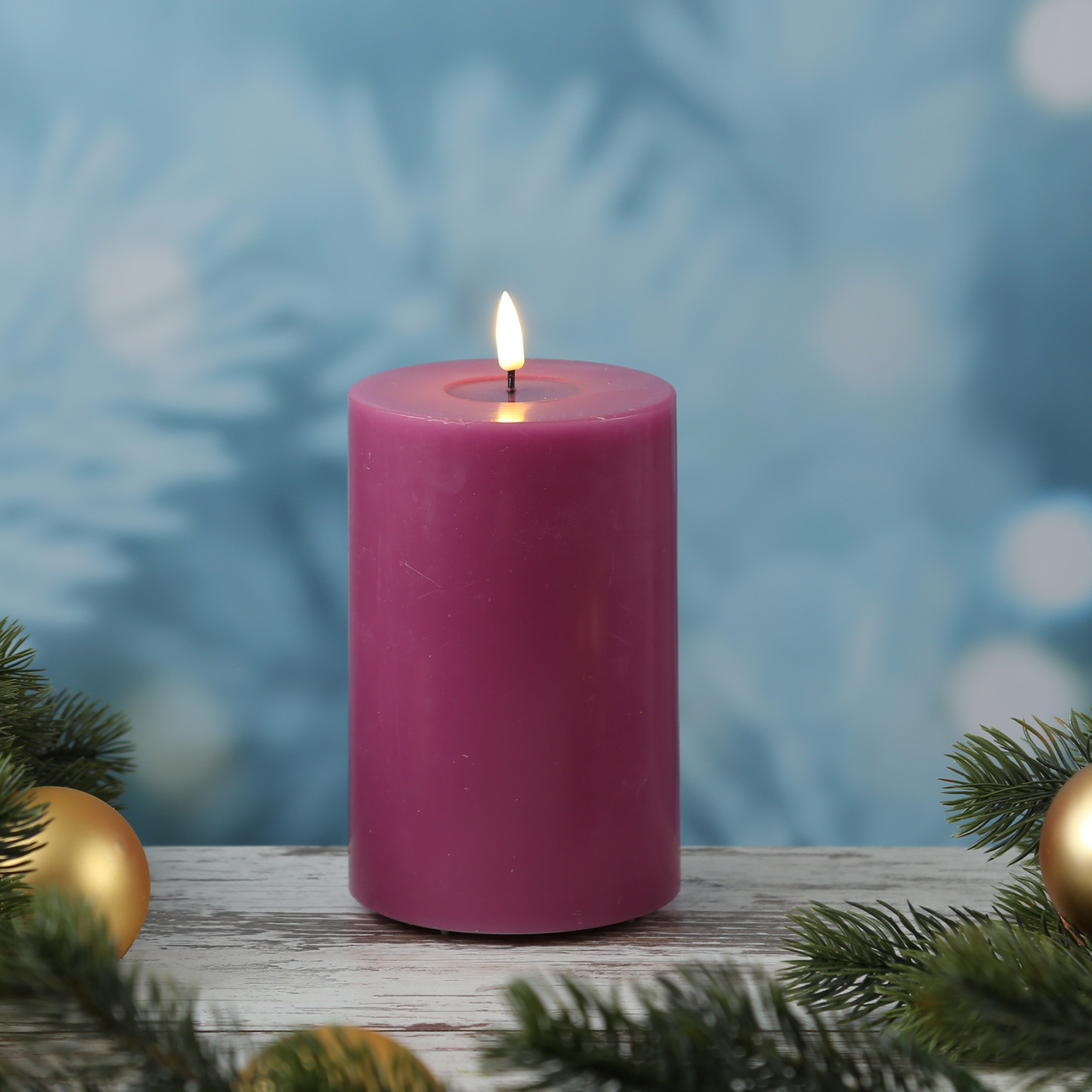 LED Stumpenkerze MIA - Echtwachs - realistische 3D Flamme - H: 15cm - D: 10cm - malve LED Stumpenkerze MIA - Echtwachs - realistische 3D Flamme - H: 15cm - D: 10cm - malve