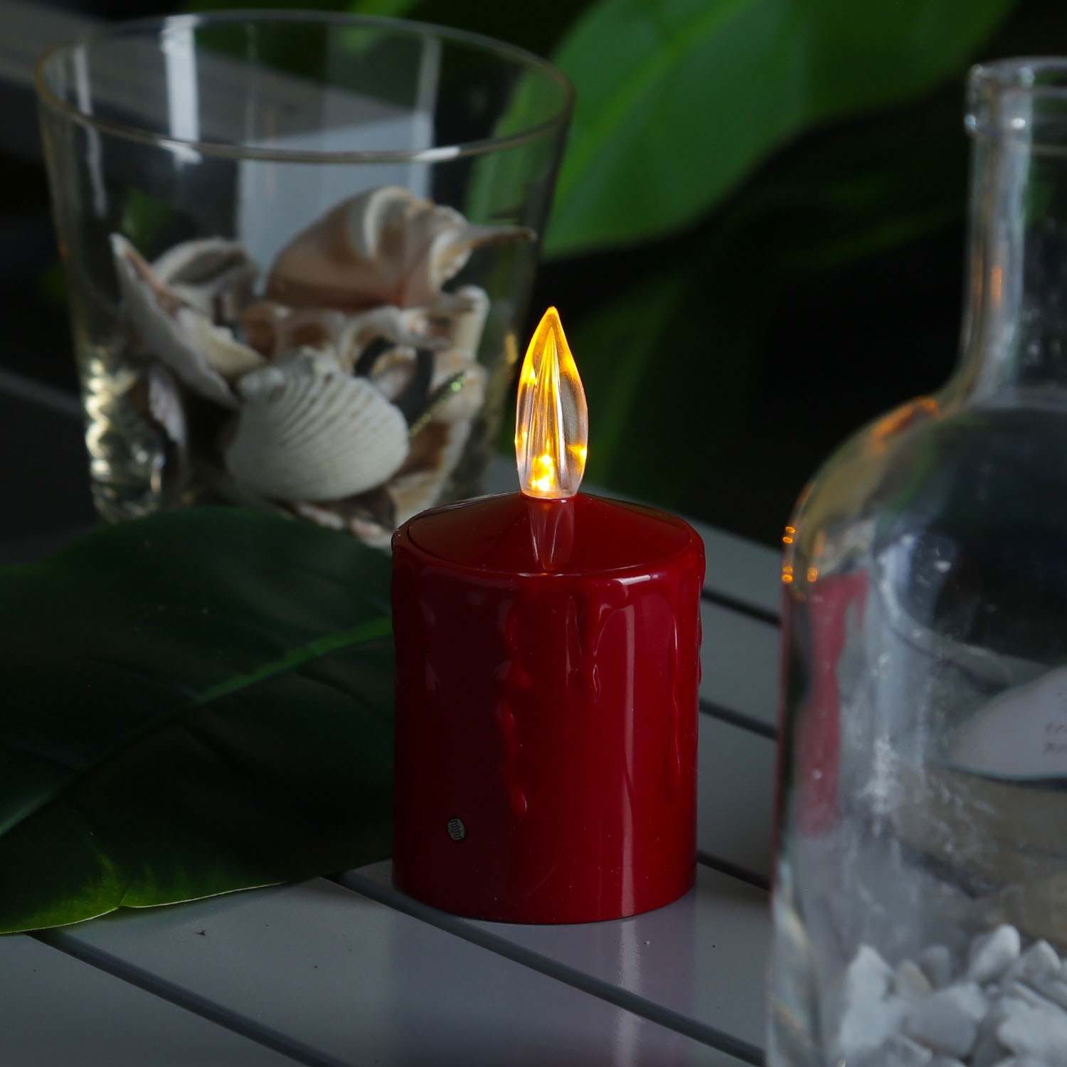 LED Kerzen - Grabkerze - Grablicht - H: 11,5cm/D: 6cm - Sensor - bis 500h - rot - 2er Set