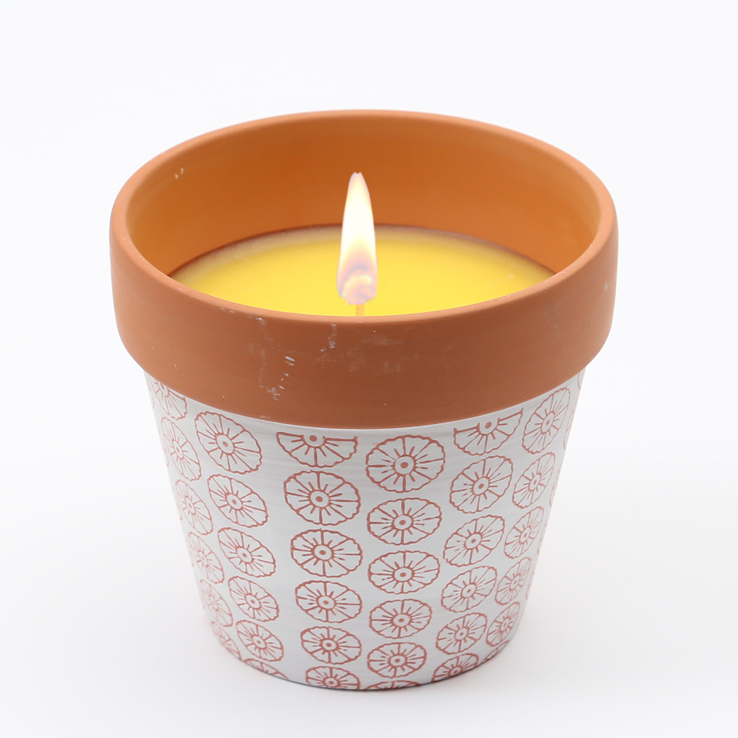 Duftkerze CITRONELLA - Echtwachs in Tontopf - H: 10cm - gegen Stechmücken - rosa