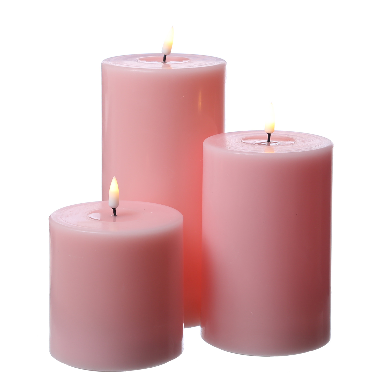 LED Stumpenkerze MIA - Echtwachs - realistische 3D Flamme - H: 20cm - D: 10cm - Batterie - rosa LED Stumpenkerze MIA - Echtwachs - realistische 3D Flamme - H: 20cm - D: 10cm - Batterie - rosa