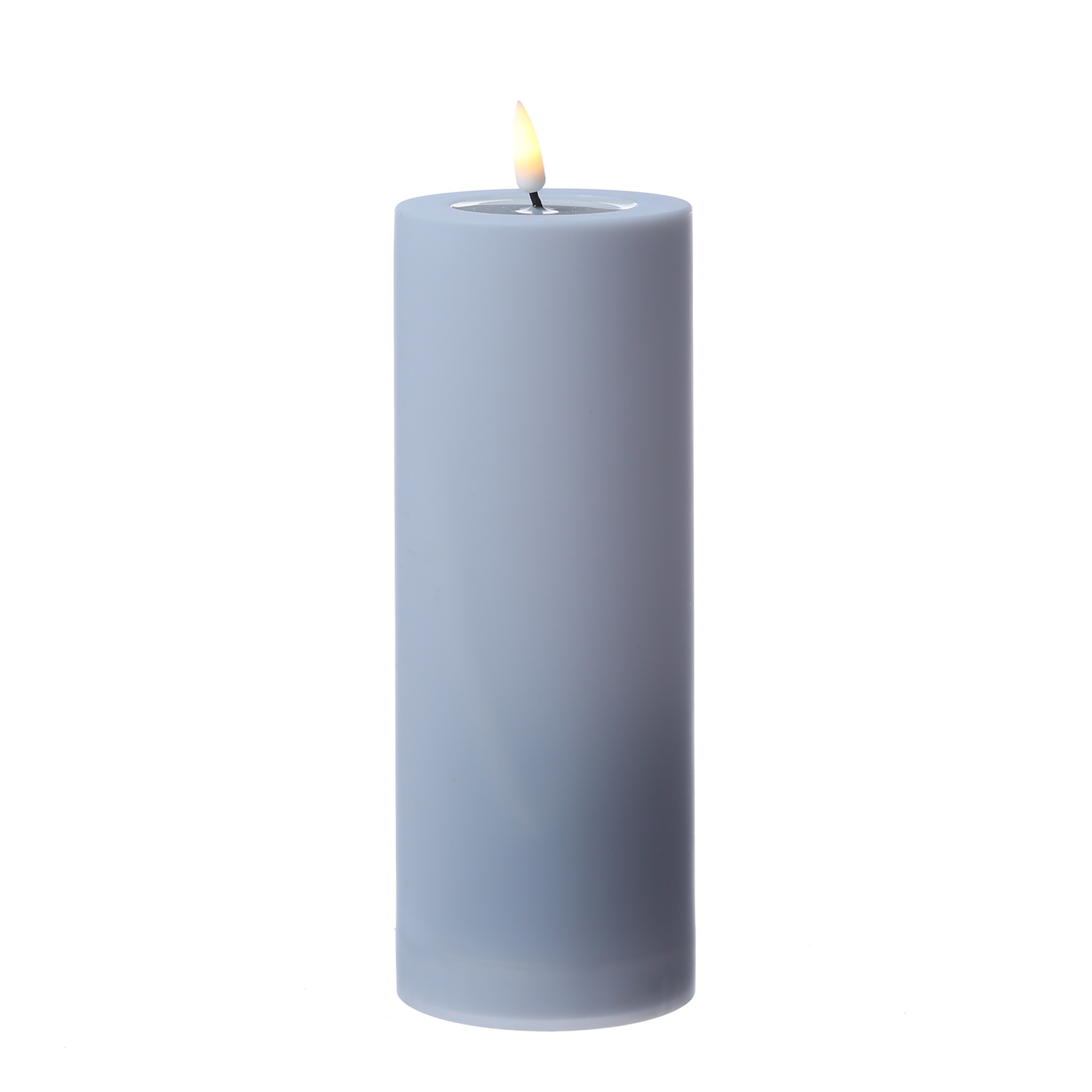 LED Stumpenkerze MIA - Kunststoff - realistische 3D Flamme - H: 20cm - outdoor - pastellblau
