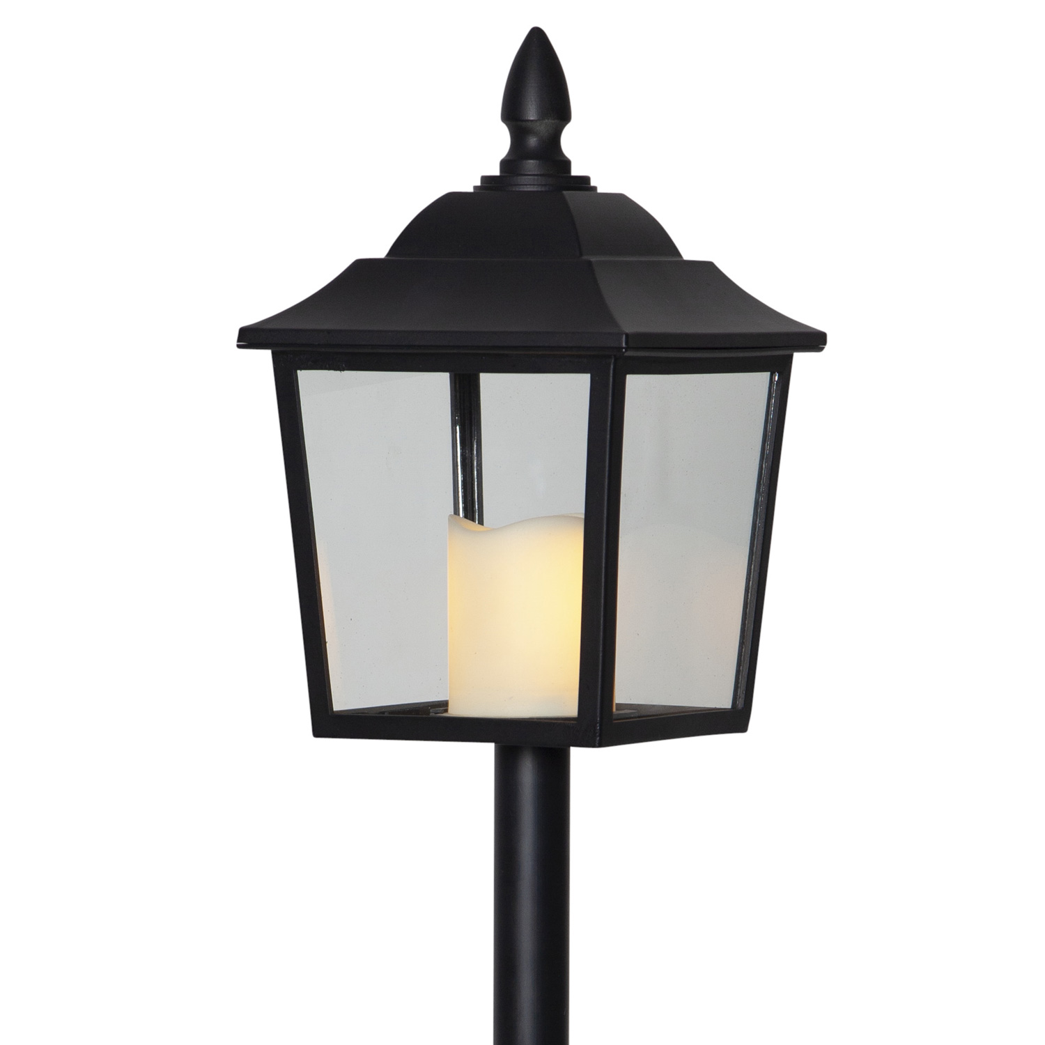 LED Laterne/Grablaterne mit Stab - warmweiß flackernde Kerze - H: 52cm - Timer - schwarz LED Laterne/Grablaterne mit Stab - warmweiß flackernde Kerze - H: 52cm - Timer - schwarz