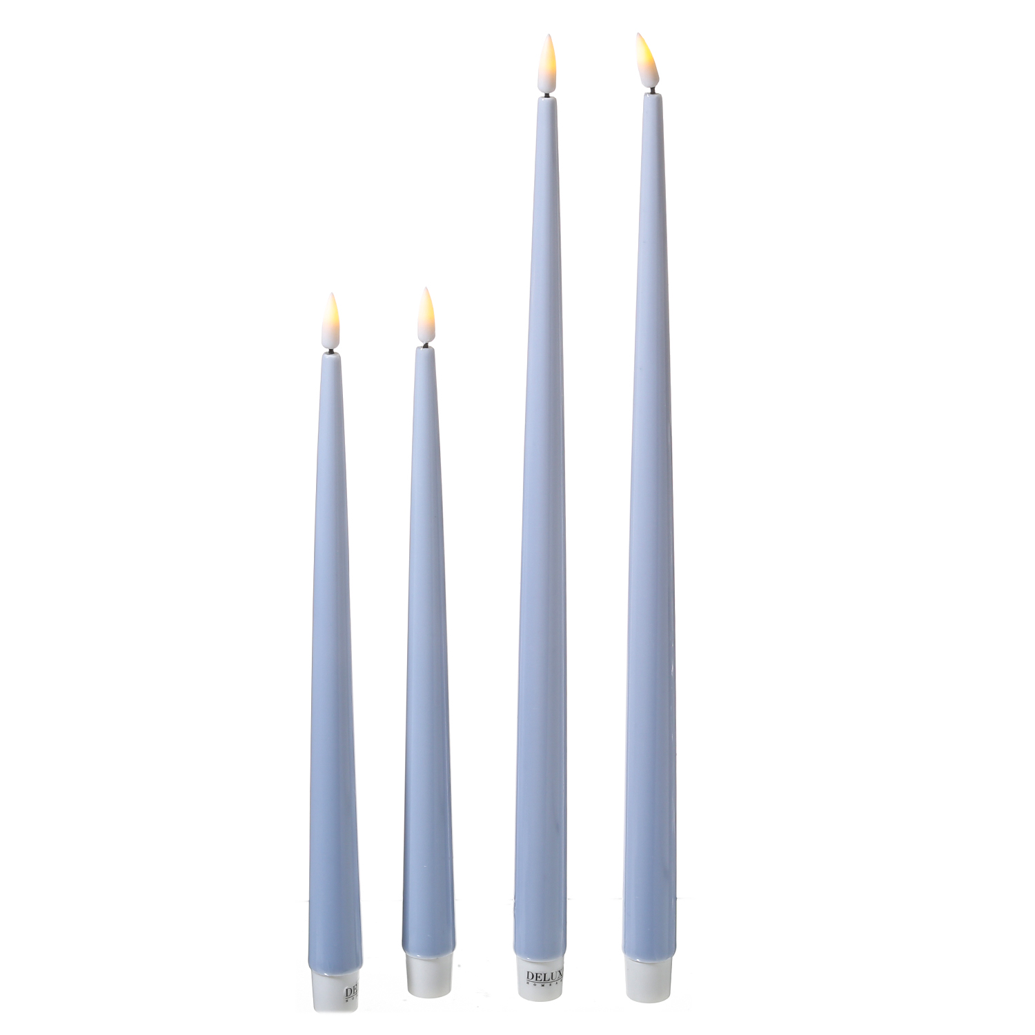 LED Stabkerzen ELLA - Echtwachs - realistische 3D Flamme - H: 38cm - hellblau - 2 Stück