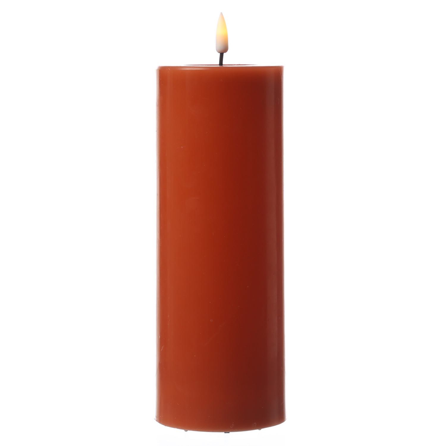 LED Stumpenkerze MIA - Echtwachs - realistische 3D Flamme - H: 20cm - D: 7,5cm - orange