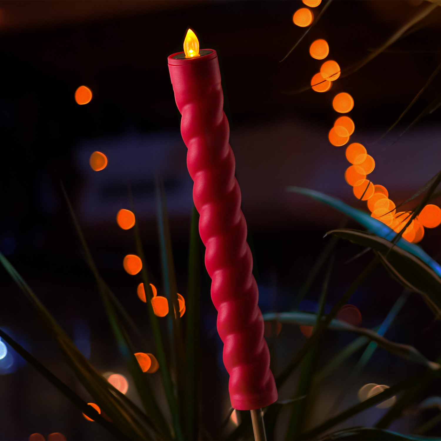 LED Solar Stabkerze TWIST - Gartenstecker - gelbe LED - H: 106cm - Dämmerungssensor - pink LED Solar Stabkerze TWIST - Gartenstecker - gelbe LED - H: 106cm - Dämmerungssensor - pink