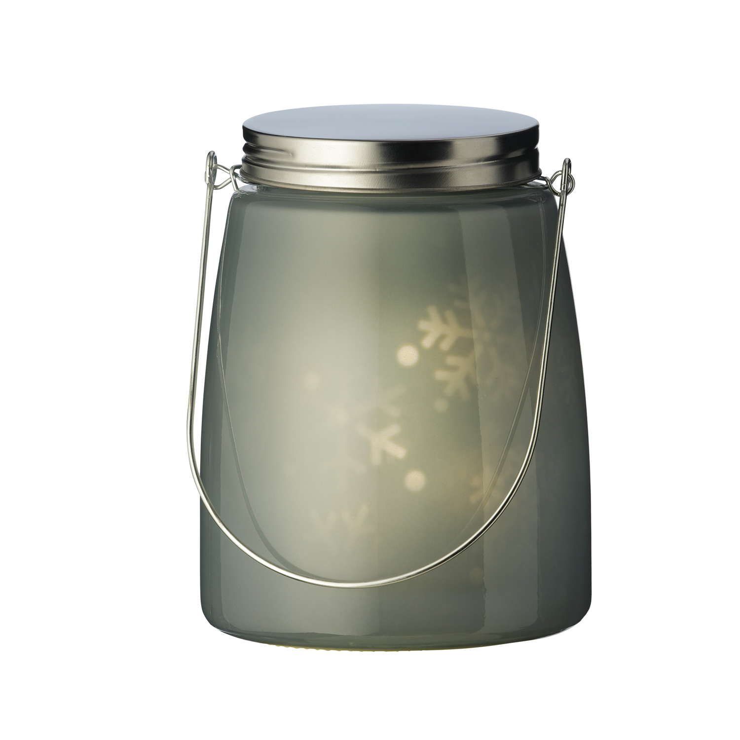 LED Dekoglas SNOW - rotierende Schneeflocken - 11 warmweiße LED - H: 16cm - indoor - blau LED Dekoglas SNOW - rotierende Schneeflocken - 11 warmweiße LED - H: 16cm - indoor - blau