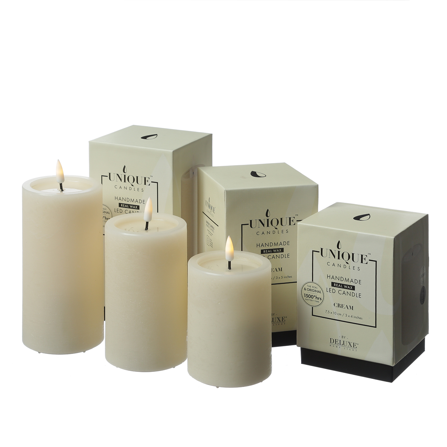 LED Kerze UNIQUE - Rustik-Optik - Echtwachs - H: 15cm - D: 7,5cm - bis zu 1500 Std. - creme LED Kerze UNIQUE - Rustik-Optik - Echtwachs - H: 15cm - D: 7,5cm - bis zu 1500 Std. - creme