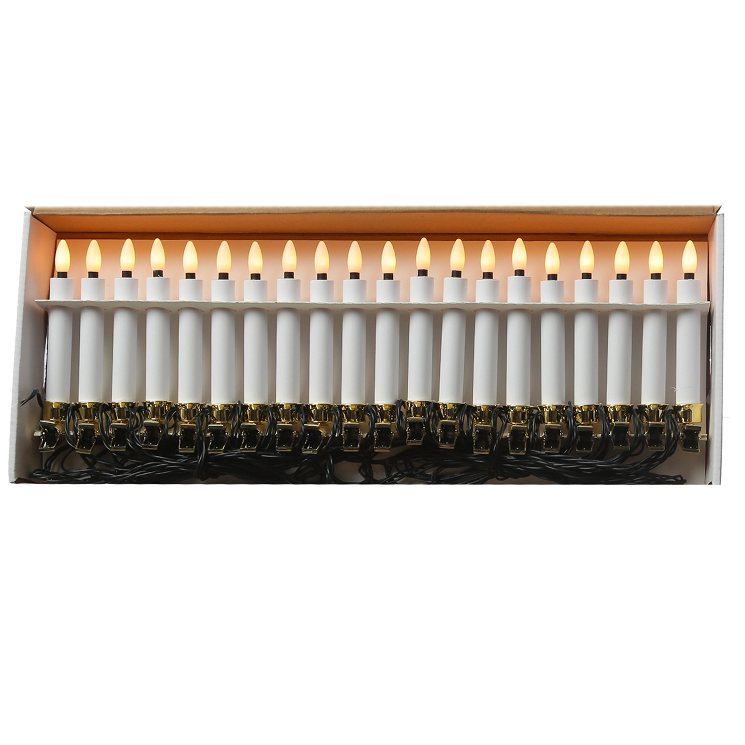 LED Kerzenlichterkette - 20 Christbaumkerzen - Weihnachtsbaumlichterkette - L: 9,5m - Innen/Außen
