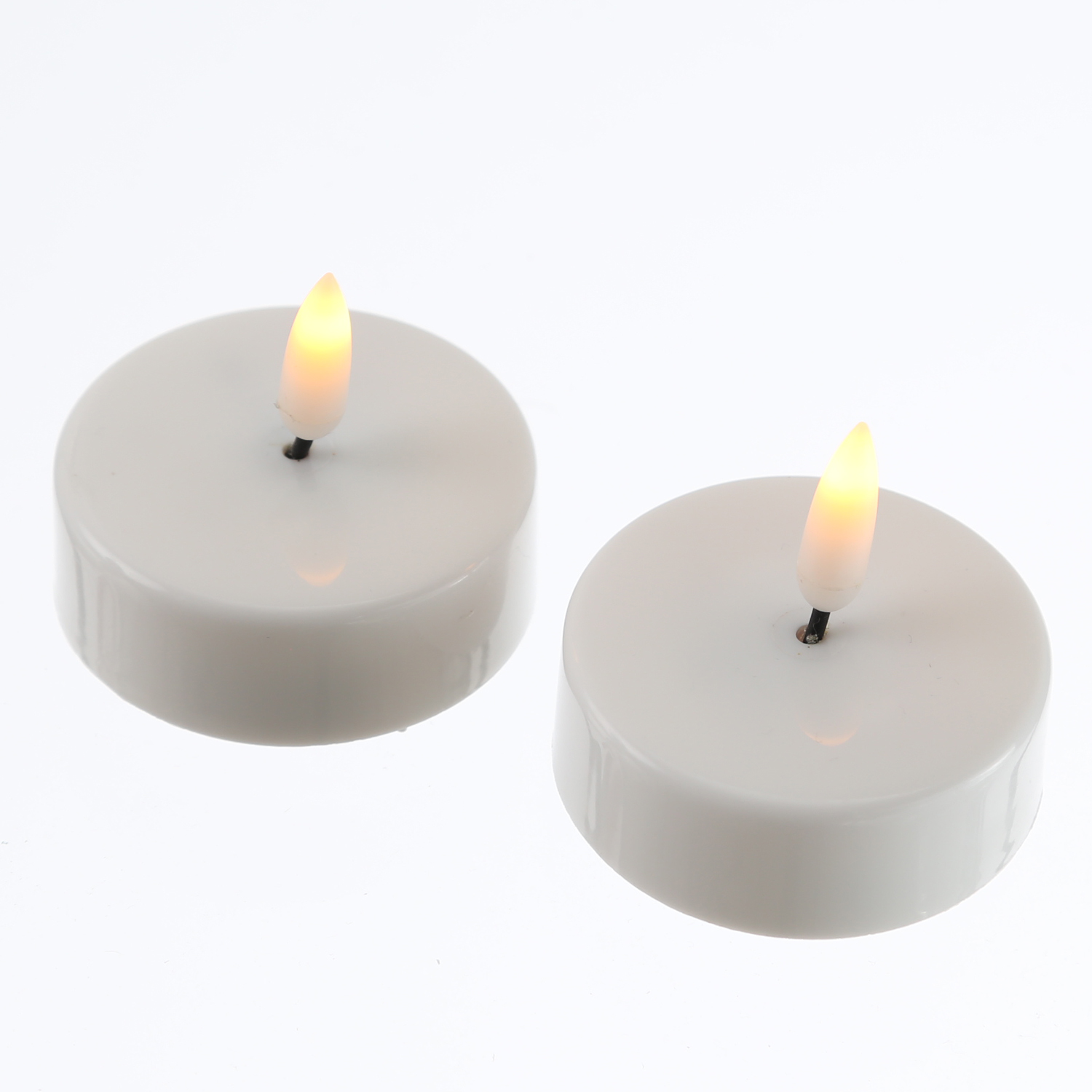 LED Teelicht - flackernde 3D Flamme - Batteriebetrieb - Timer - D: 5,8cm - weiß - 2er Set LED Teelicht - flackernde 3D Flamme - Batteriebetrieb - Timer - D: 5,8cm - weiß - 2er Set