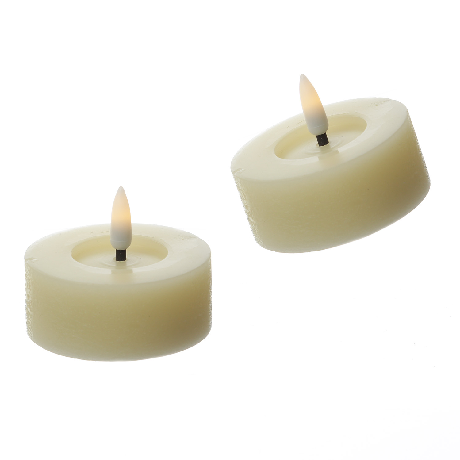 LED Maxi Teelichter LINA - Rustik-Optik - Echtwachs - Timer - D: 7cm - H: 6cm - creme - 2 Stück LED Maxi Teelichter LINA - Rustik-Optik - Echtwachs - Timer - D: 7cm - H: 6cm - creme - 2 Stück
