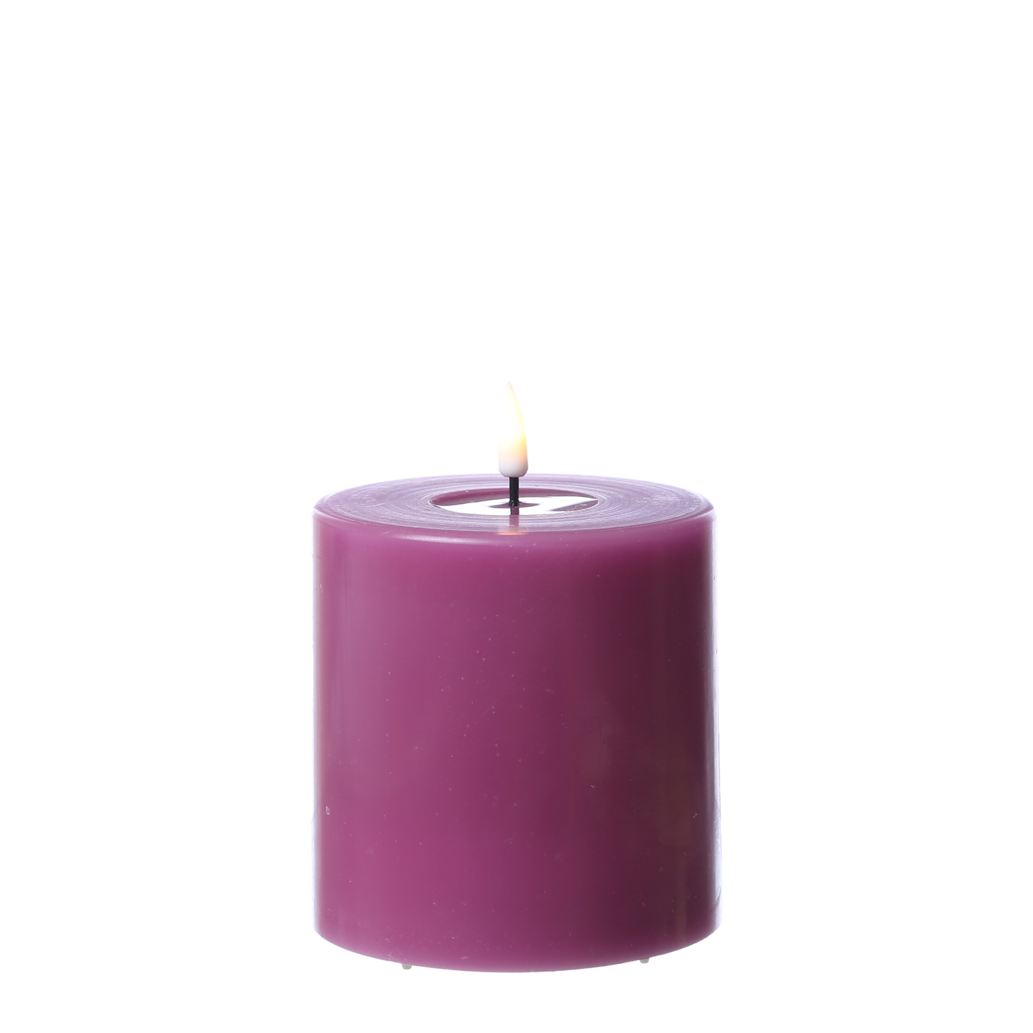 LED Stumpenkerze MIA - Echtwachs - realistische 3D Flamme - H: 10cm - D: 10cm - malve