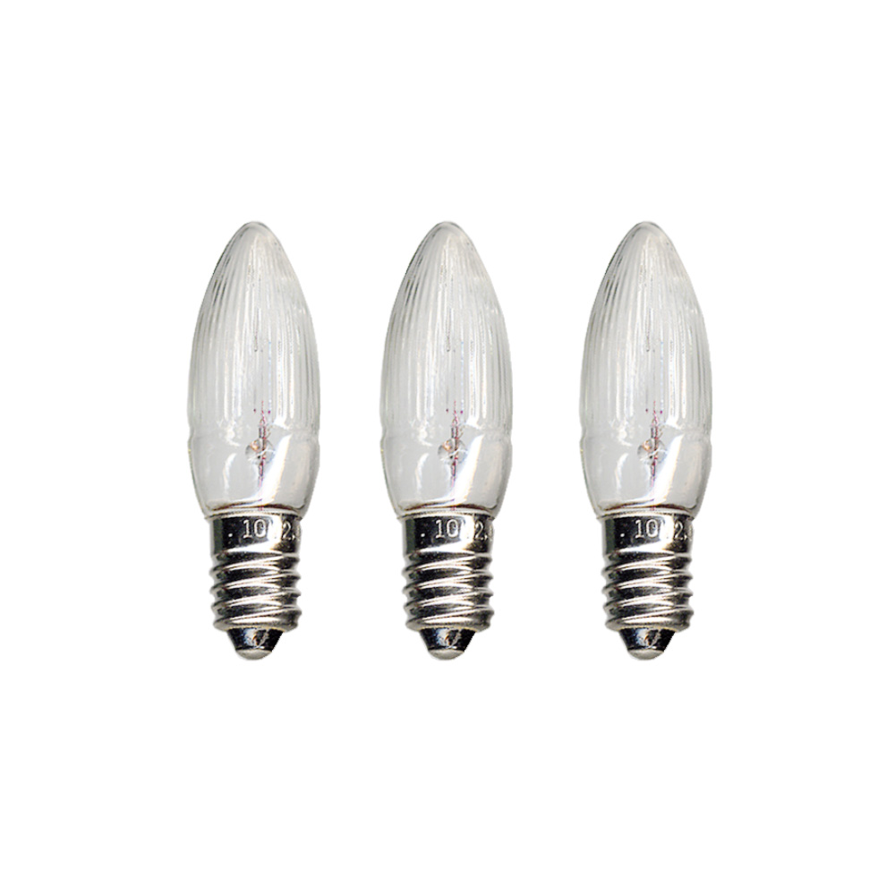 Leuchtmittel | Ersatz für 25er Kerzenkette | E10 | 10V | 2,4W | Warmweiß | 3er Set Leuchtmittel | Ersatz für 25er Kerzenkette | E10 | 10V | 2,4W | Warmweiß | 3er Set