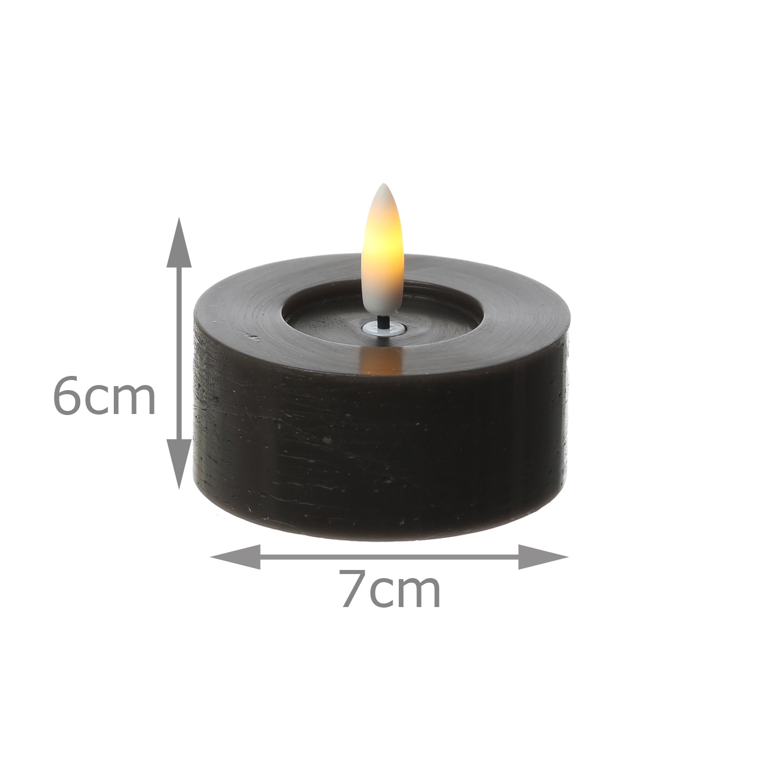 LED Maxi Teelichter LINA - Rustik-Optik - Echtwachs - Timer - D: 7cm - H: 6cm - schwarz - 2 Stück