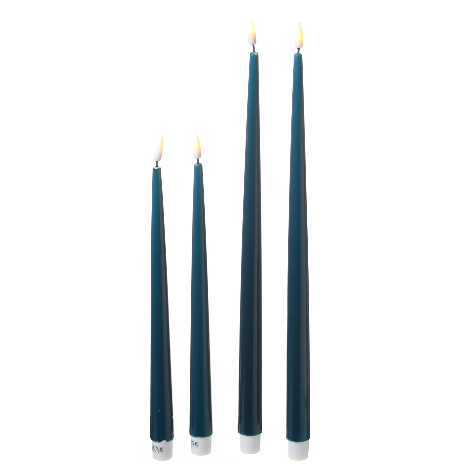 LED Stabkerzen ELLA - Echtwachs - realistische 3D Flamme - H: 28cm - petrol - 2 Stück