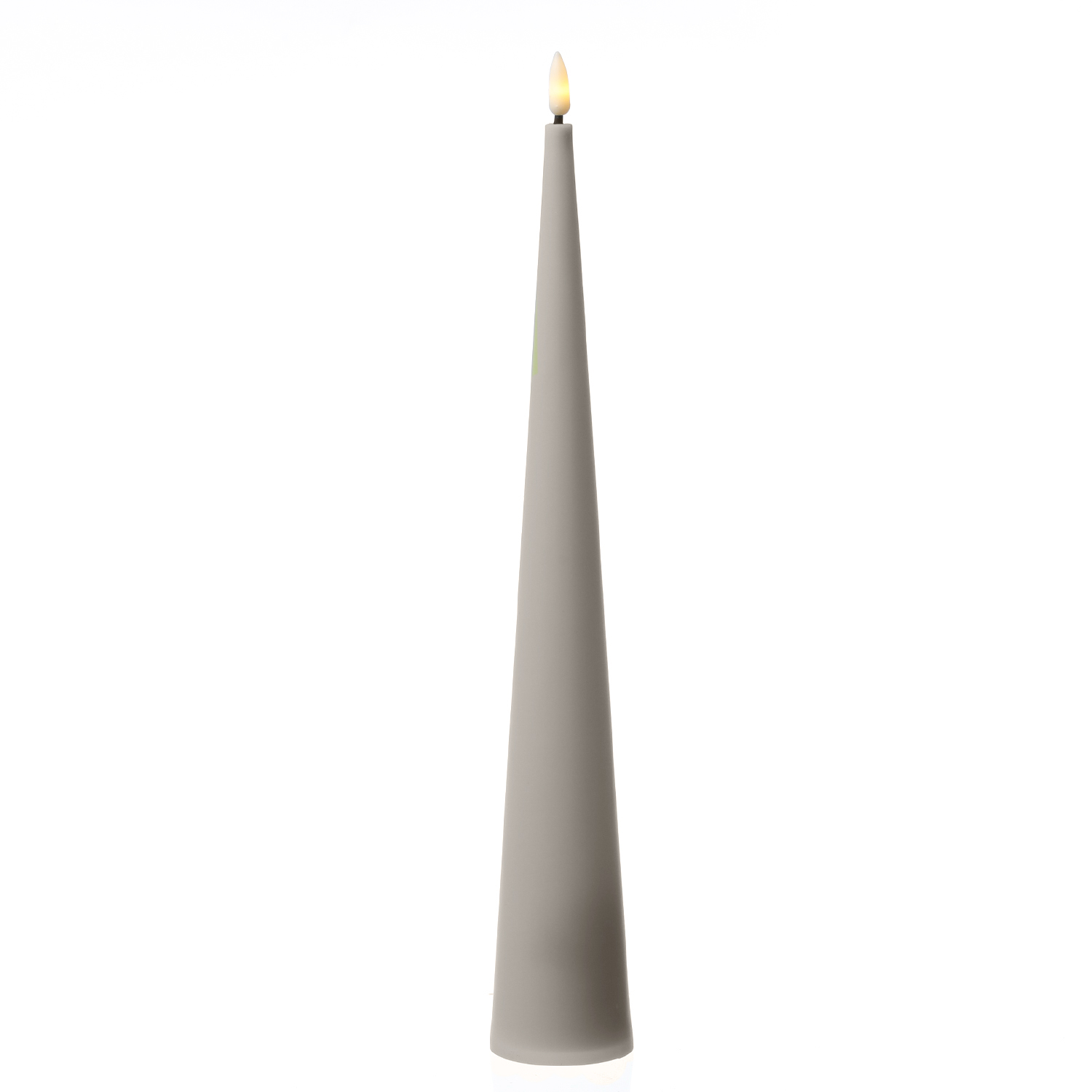 LED Kegelkerze - Kunststoff - realistische 3D Flamme - H: 35cm - Timer - für Außen - grau LED Kegelkerze - Kunststoff - realistische 3D Flamme - H: 35cm - Timer - für Außen - grau