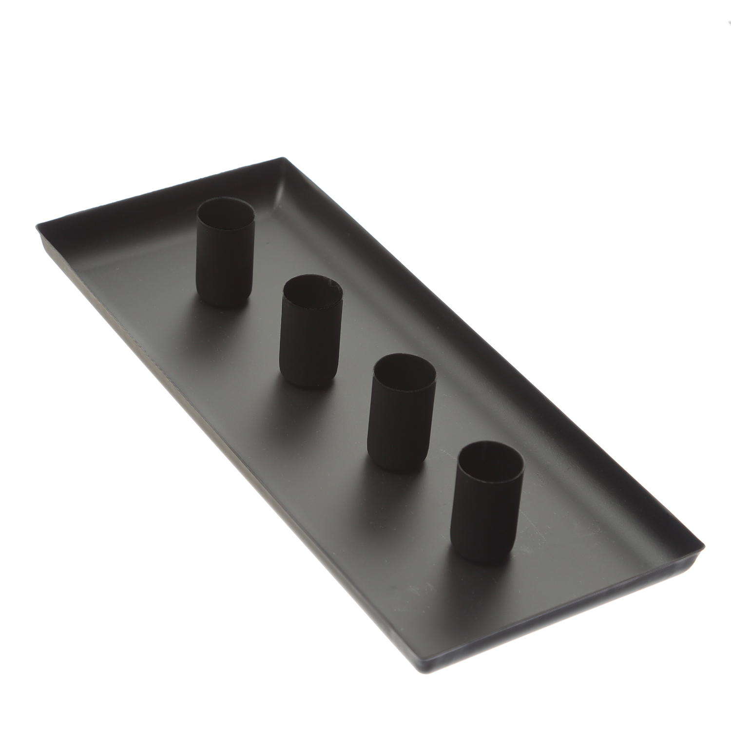 Stabkerzenhalter magnetisch - Kerzenständer für 4 Stabkerzen - Kerzentablett - 29x12cm - schwarz