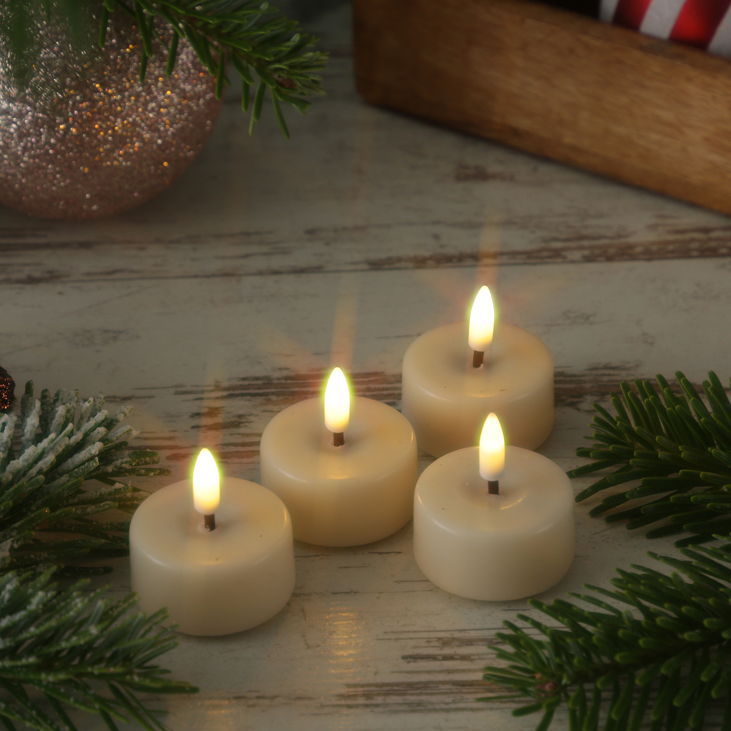 LED Mini Teelichter MIA - realistische 3D Flamme - D: 3,5cm - inkl. Batterien - creme - 4 Stück LED Mini Teelichter MIA - realistische 3D Flamme - D: 3,5cm - inkl. Batterien - creme - 4 Stück