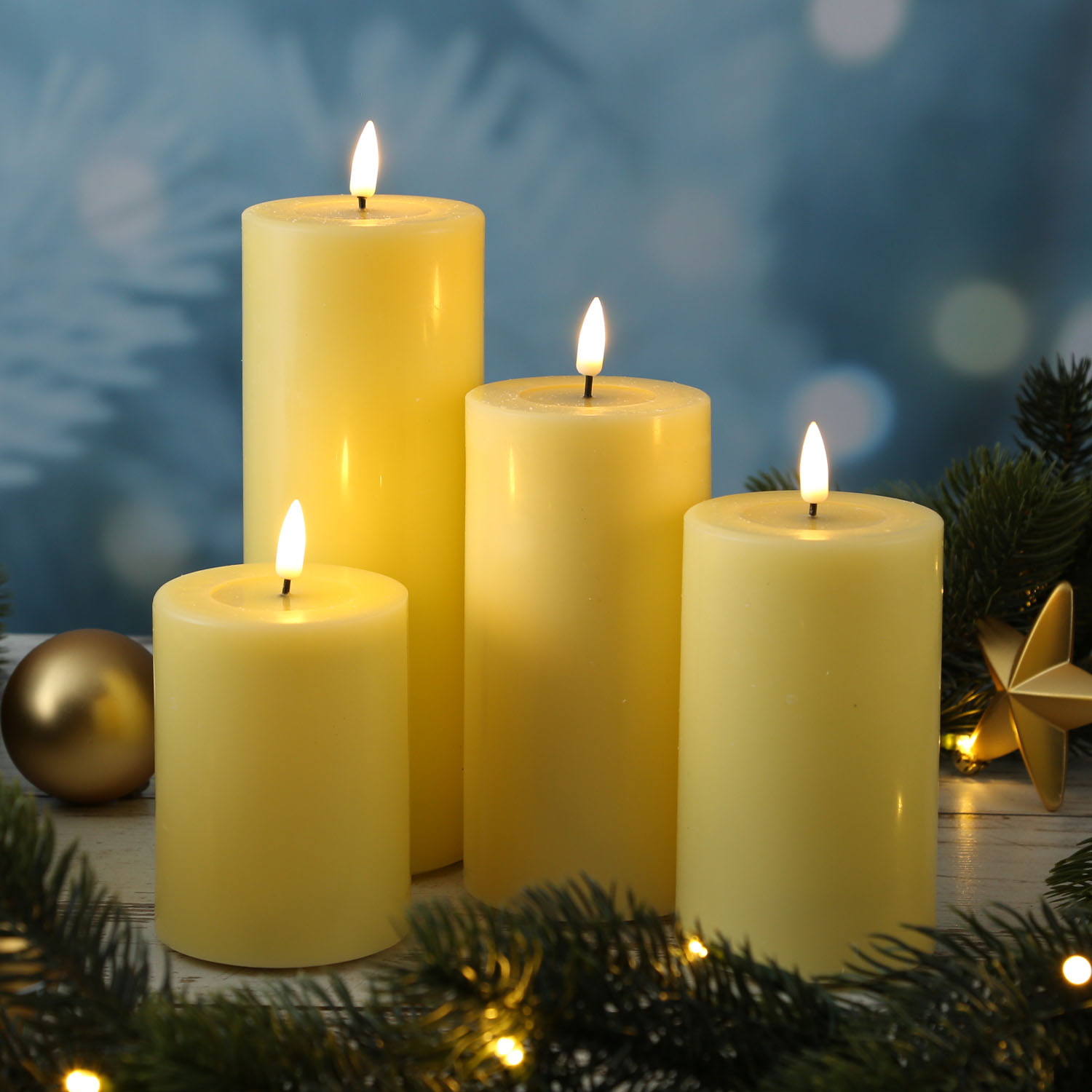 LED Stumpenkerze MIA - Echtwachs - realistische 3D Flamme - H: 12,5cm - Batteriebetrieb - gelb LED Stumpenkerze MIA - Echtwachs - realistische 3D Flamme - H: 12,5cm - Batteriebetrieb - gelb