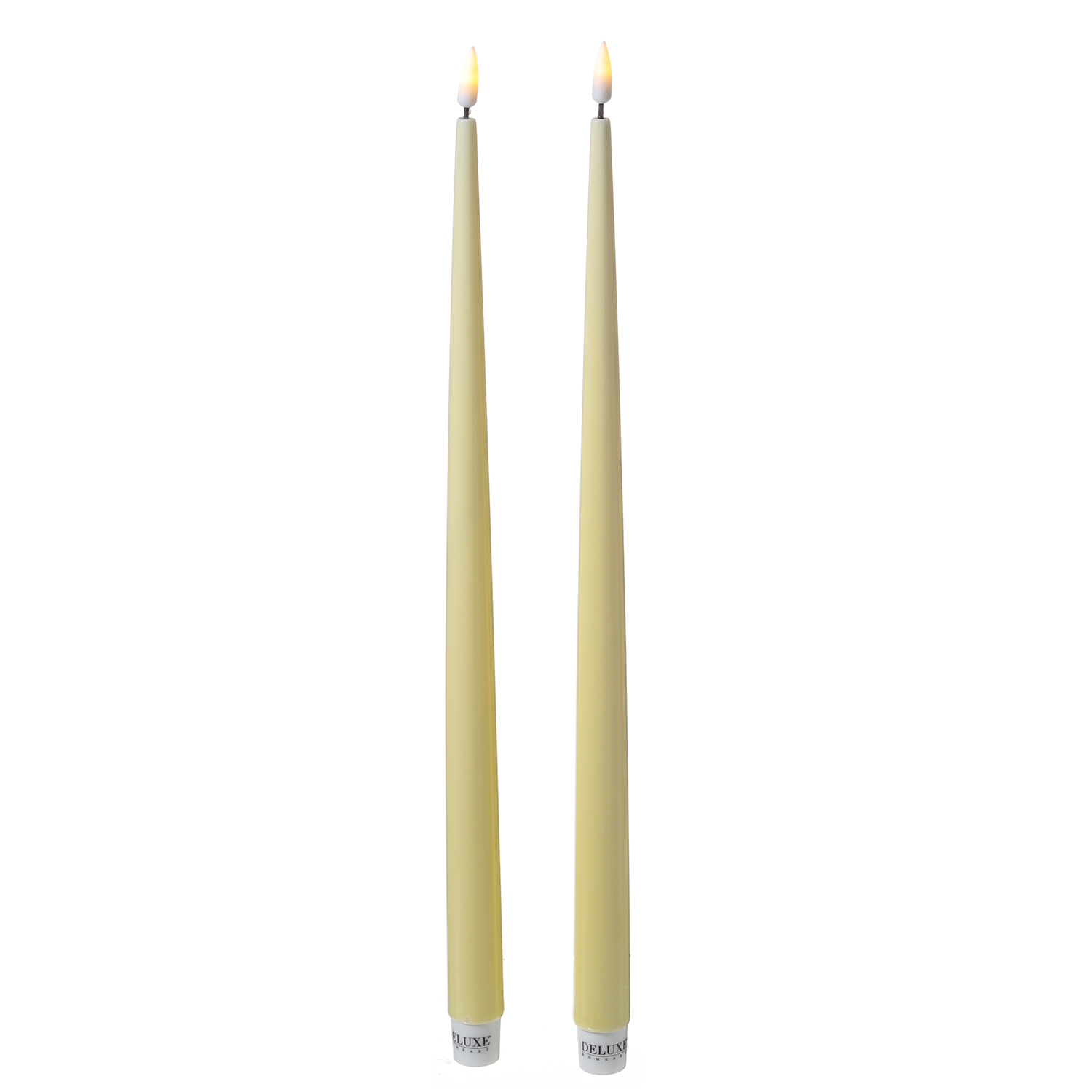 LED Stabkerzen ELLA - Echtwachs - realistische 3D Flamme - H: 38cm - gelb - 2 Stück LED Stabkerzen ELLA - Echtwachs - realistische 3D Flamme - H: 38cm - gelb - 2 Stück