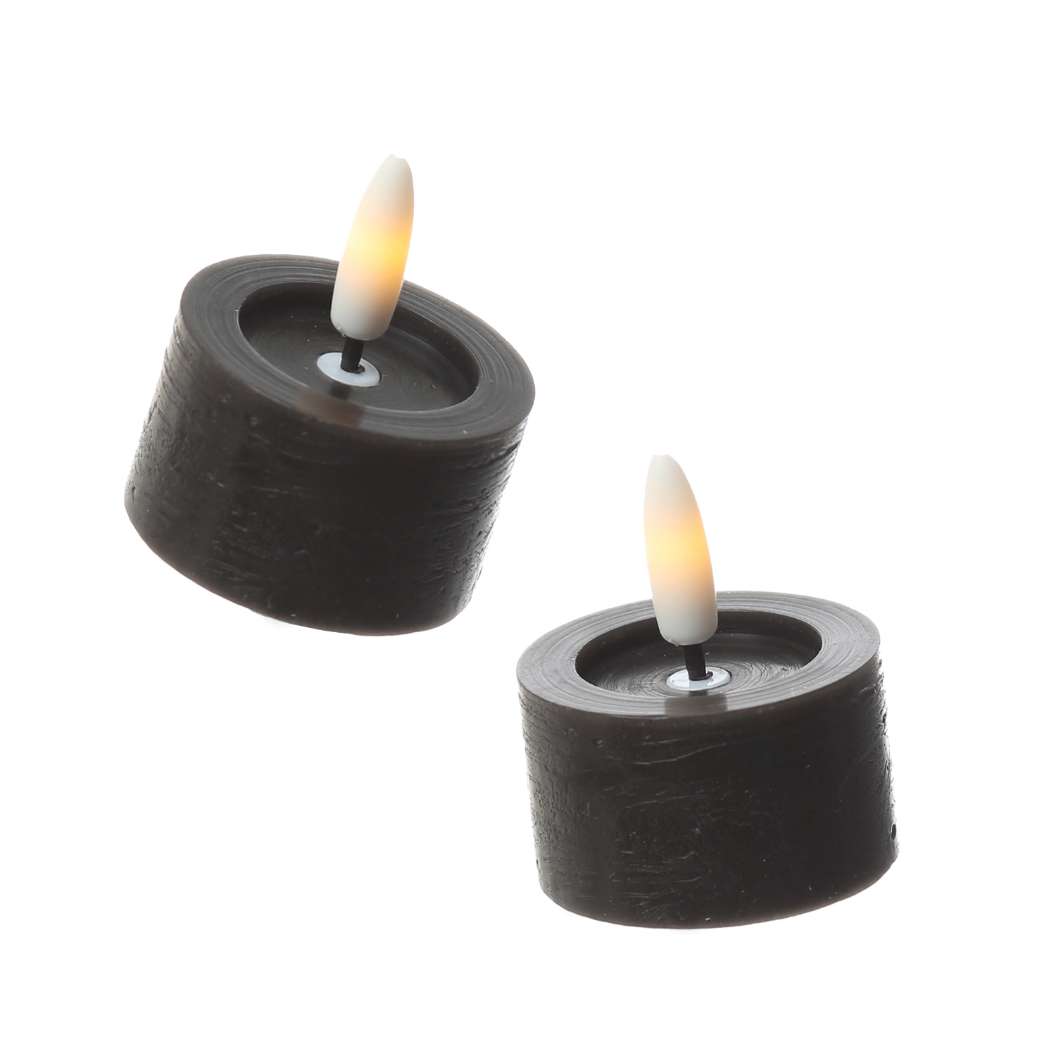 LED Teelichter LINA - Rustik-Optik - Echtwachs - Timer - mit Batterien - D: 4,5cm H: 5cm - 2St.