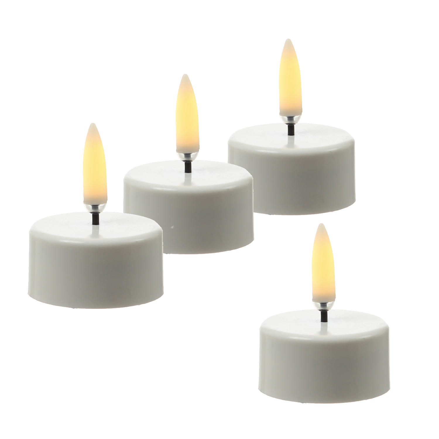 LED Teelichter THEA - Kunststoff - D: 3,9cm - H: 5cm - Timer - inkl. Batterie - weiß - 4er Set