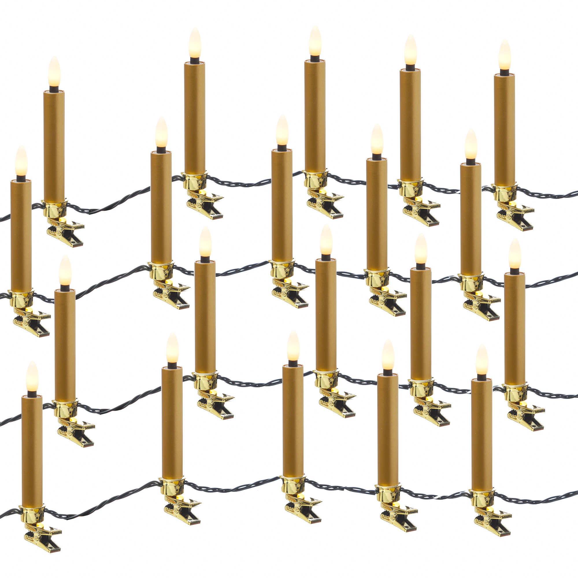 LED Kerzenlichterkette - 20 Christbaumkerzen - Weihnachtsbaumlichterkette - L: 9,5m - Innen/Außen