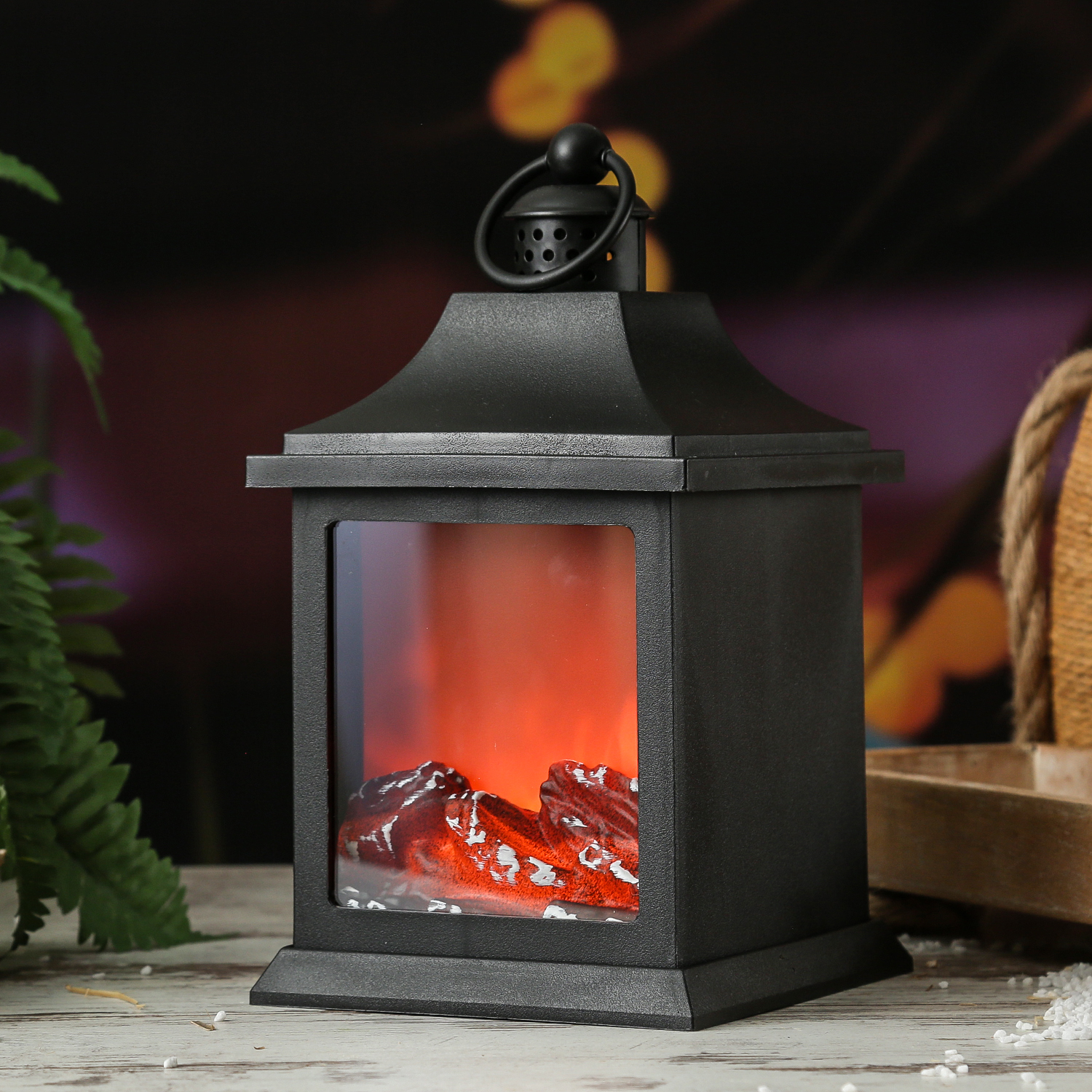 LED Kamin - Deko Laterne mit Feuereffekt - H: 31cm - Batteriebetrieb oder USB Versorgung LED Kamin - Deko Laterne mit Feuereffekt - H: 31cm - Batteriebetrieb oder USB Versorgung