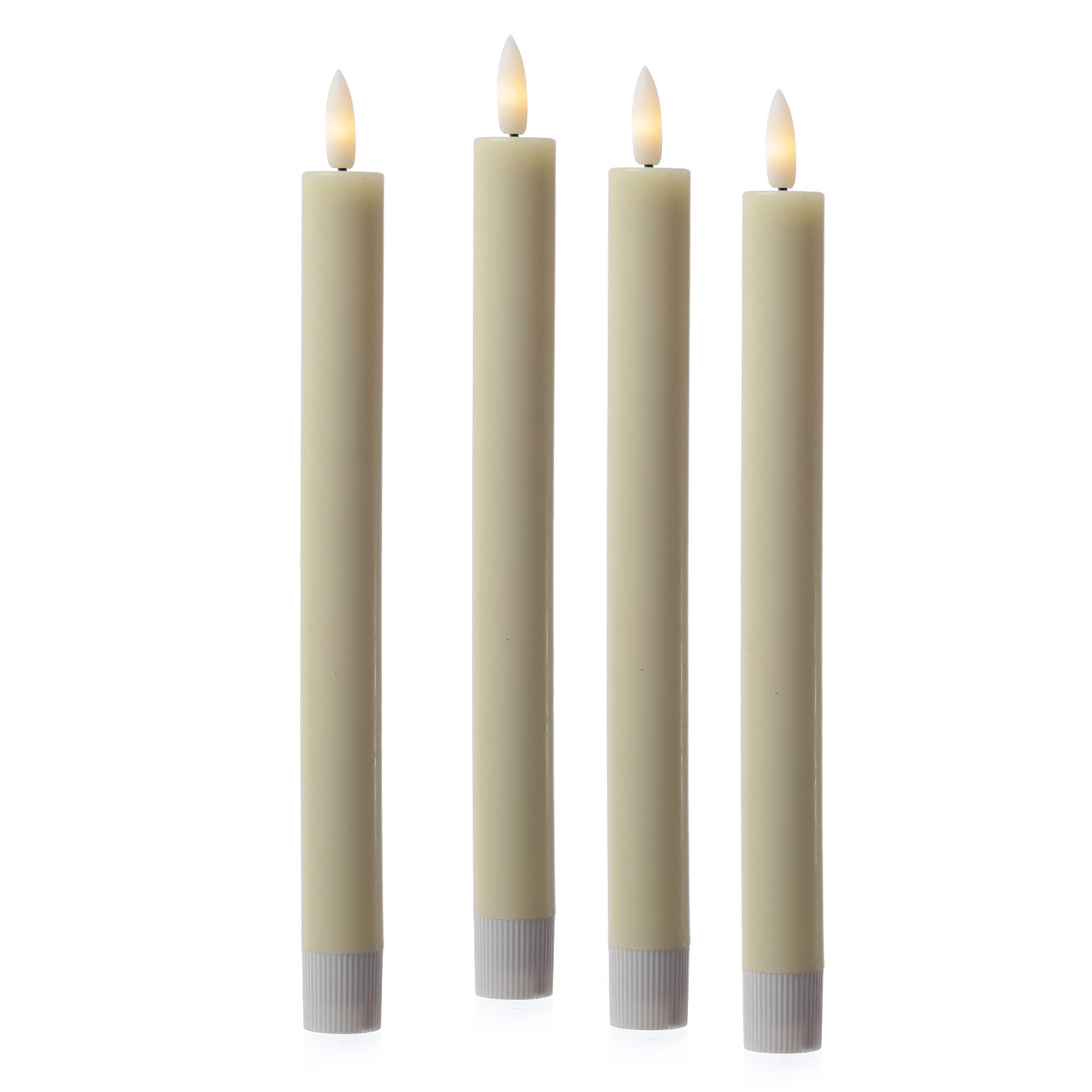 LED Stabkerzen LISA - Echtwachs - mit Ladestation - inkl. Fernbedienung - H: 25cm - creme - 4er Set