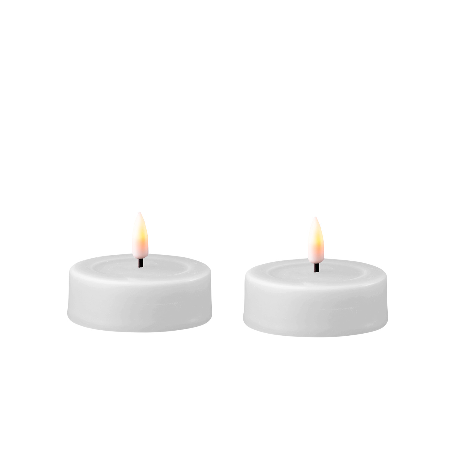 LED Teelicht MIA - Kunststoff - realistische 3D Flamme - H:4,5cm - D:6,1cm - Batterie - weiß - 2Stk. LED Teelicht MIA - Kunststoff - realistische 3D Flamme - H:4,5cm - D:6,1cm - Batterie - weiß - 2Stk.