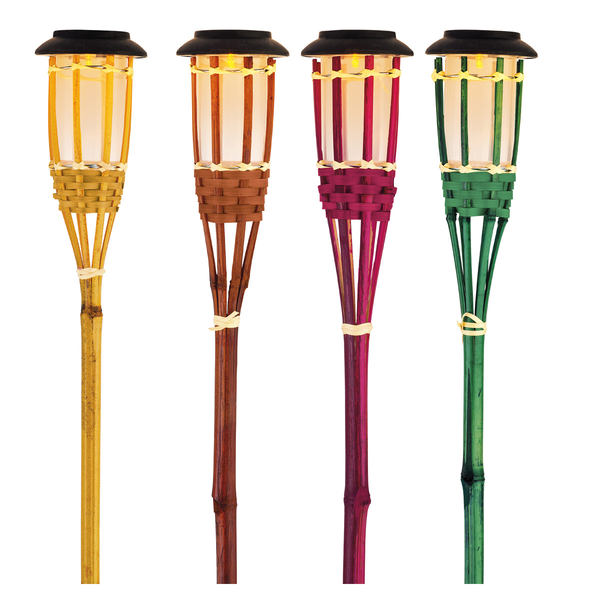 LED Solar Gartenfackel - Bambus - simulierter Flammeneffekt - H: 54cm - pink LED Solar Gartenfackel - Bambus - simulierter Flammeneffekt - H: 54cm - pink