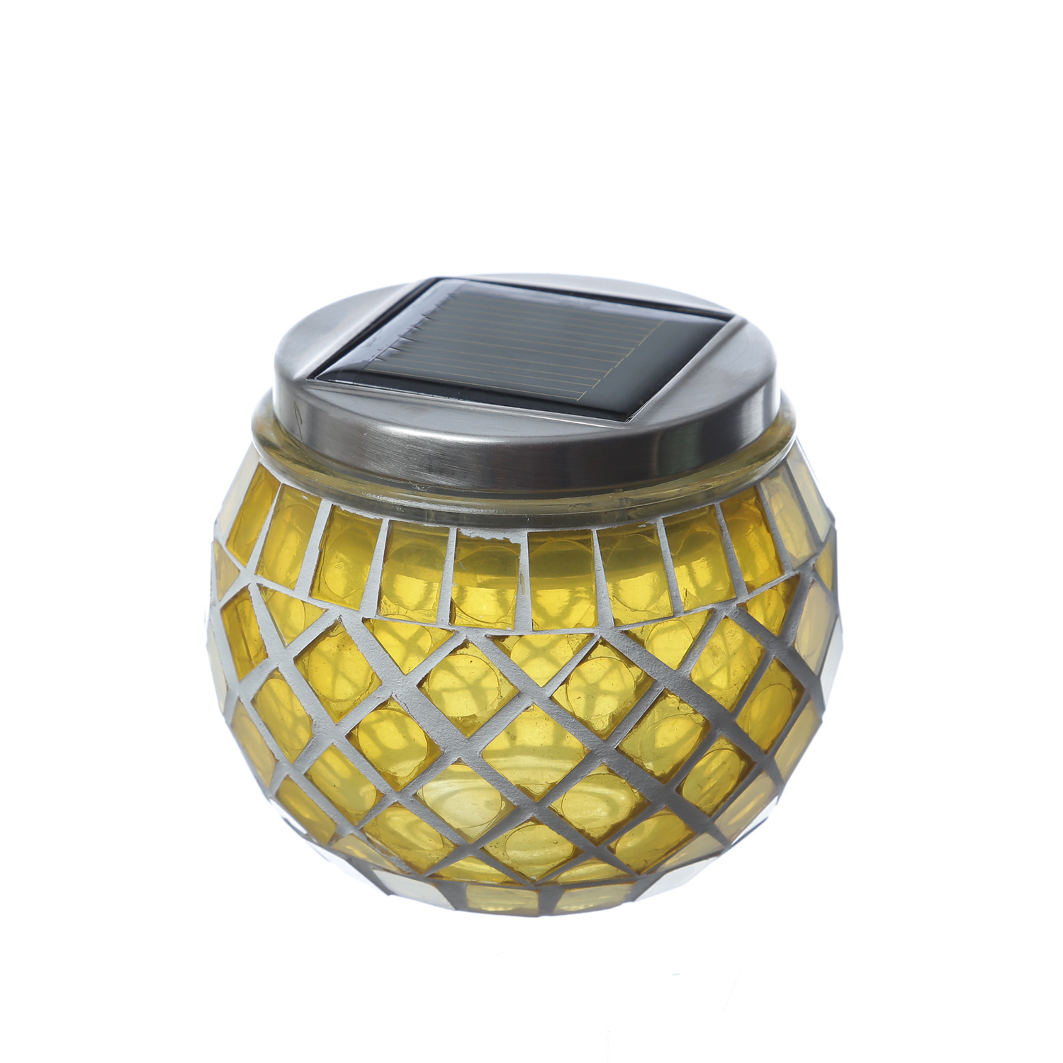 LED Solar Windlichter - Mosaik Solargläser - Lichtsensor - H: 9cm - für Außen - bunt - 4er Set