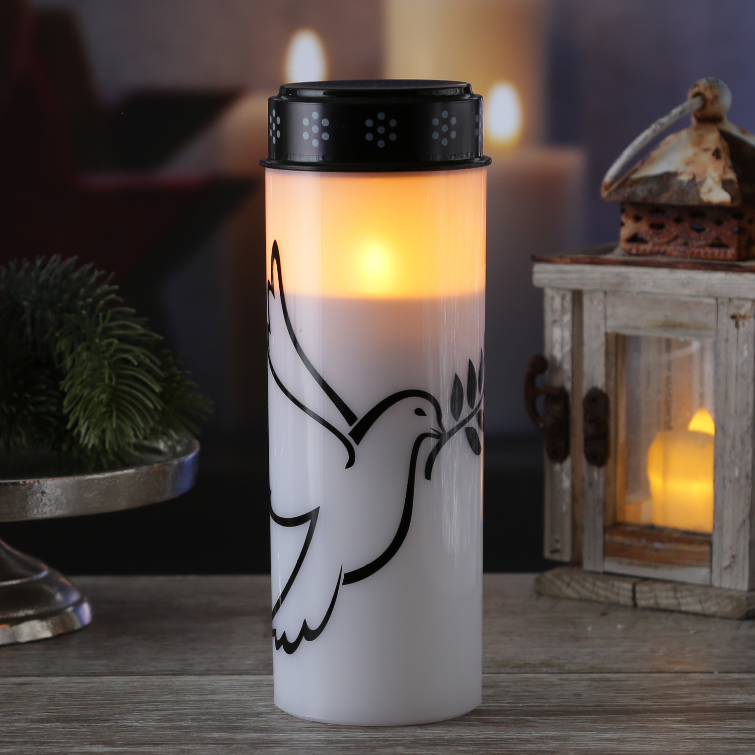 LED Grablichter/Grabkerzen Taube - bis 2500 Stunden - H: 21cm, D: 7cm - Timer - 2er Set LED Grablichter/Grabkerzen Taube - bis 2500 Stunden - H: 21cm, D: 7cm - Timer - 2er Set